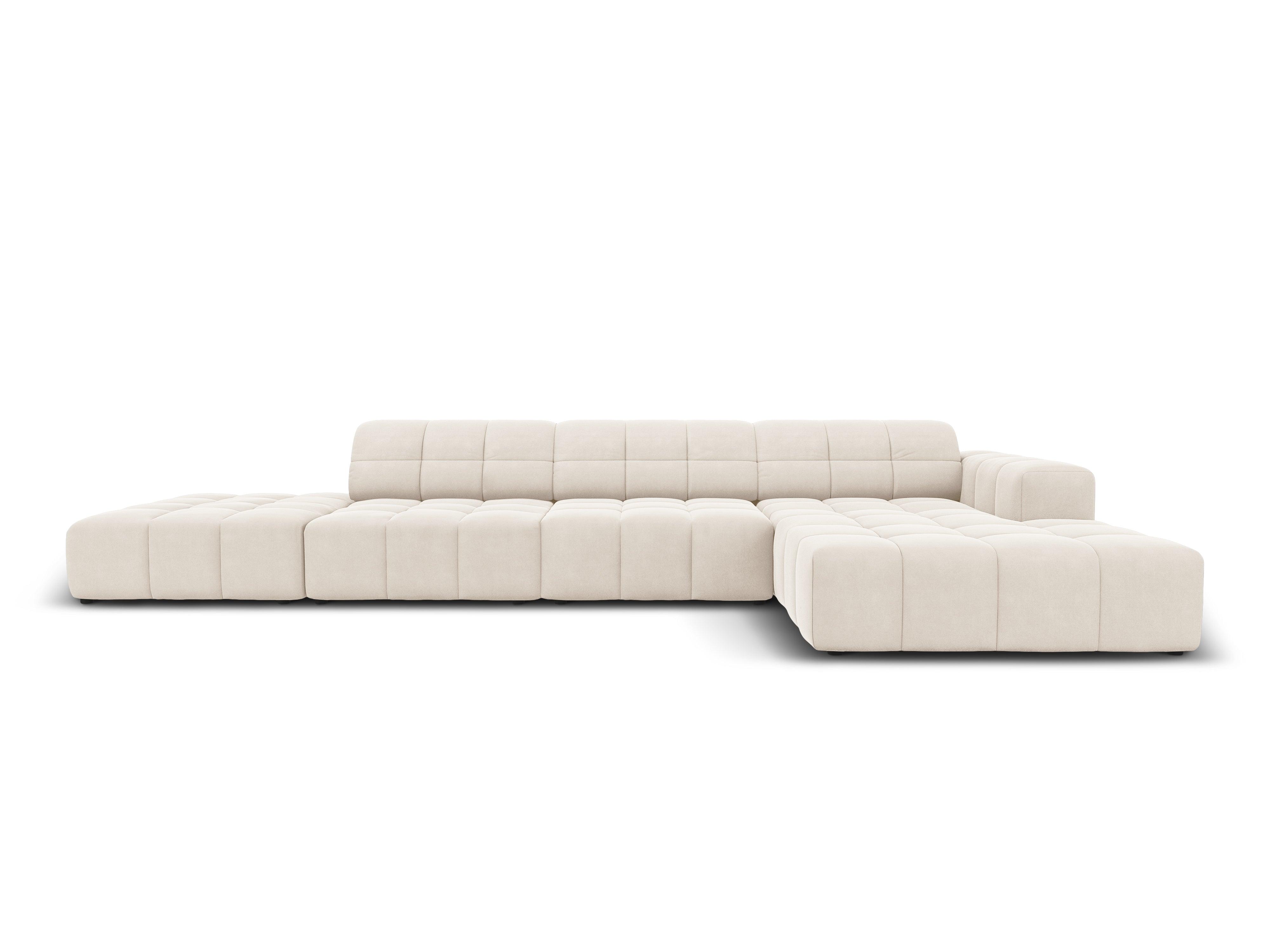 Right-hand corner velvet 5-seater CHICAGO light beige Cosmopolitan Design Eye on Design