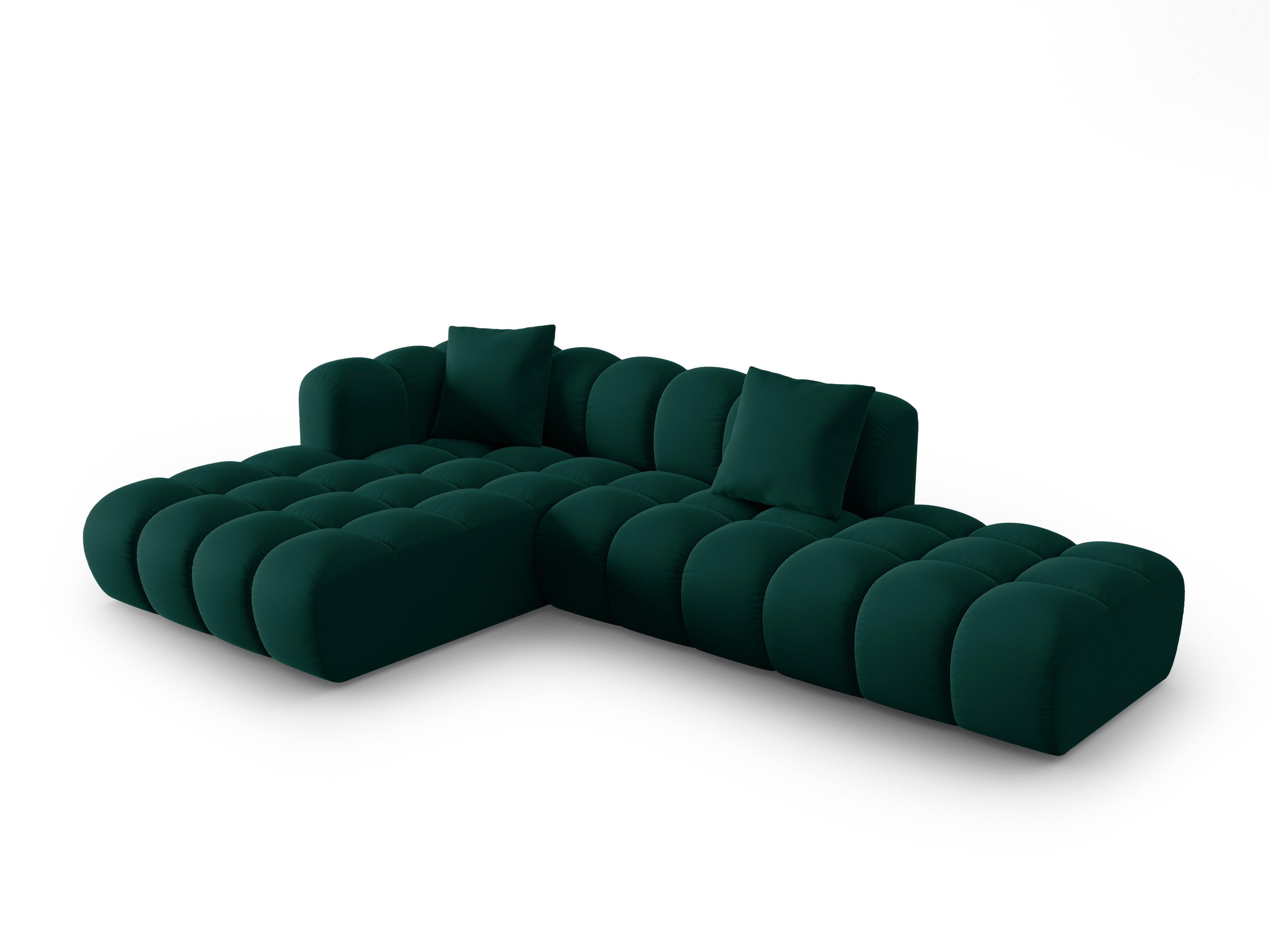 Corner velvet sofa 5 seater left HALLEY bottle green Windsor & Co Eye on Design