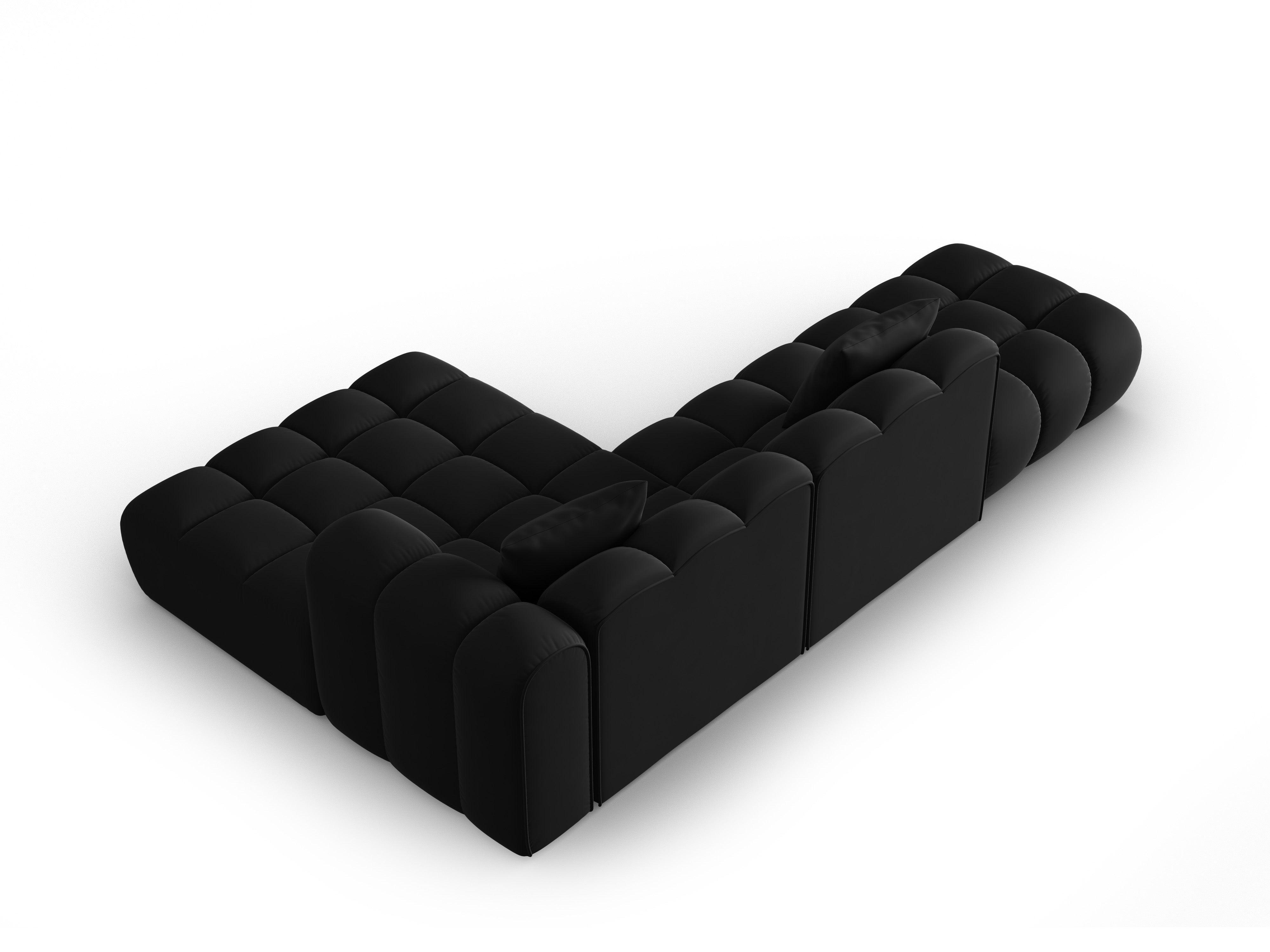 Corner velvet sofa 5 seater right HALLEY black Windsor & Co Eye on Design