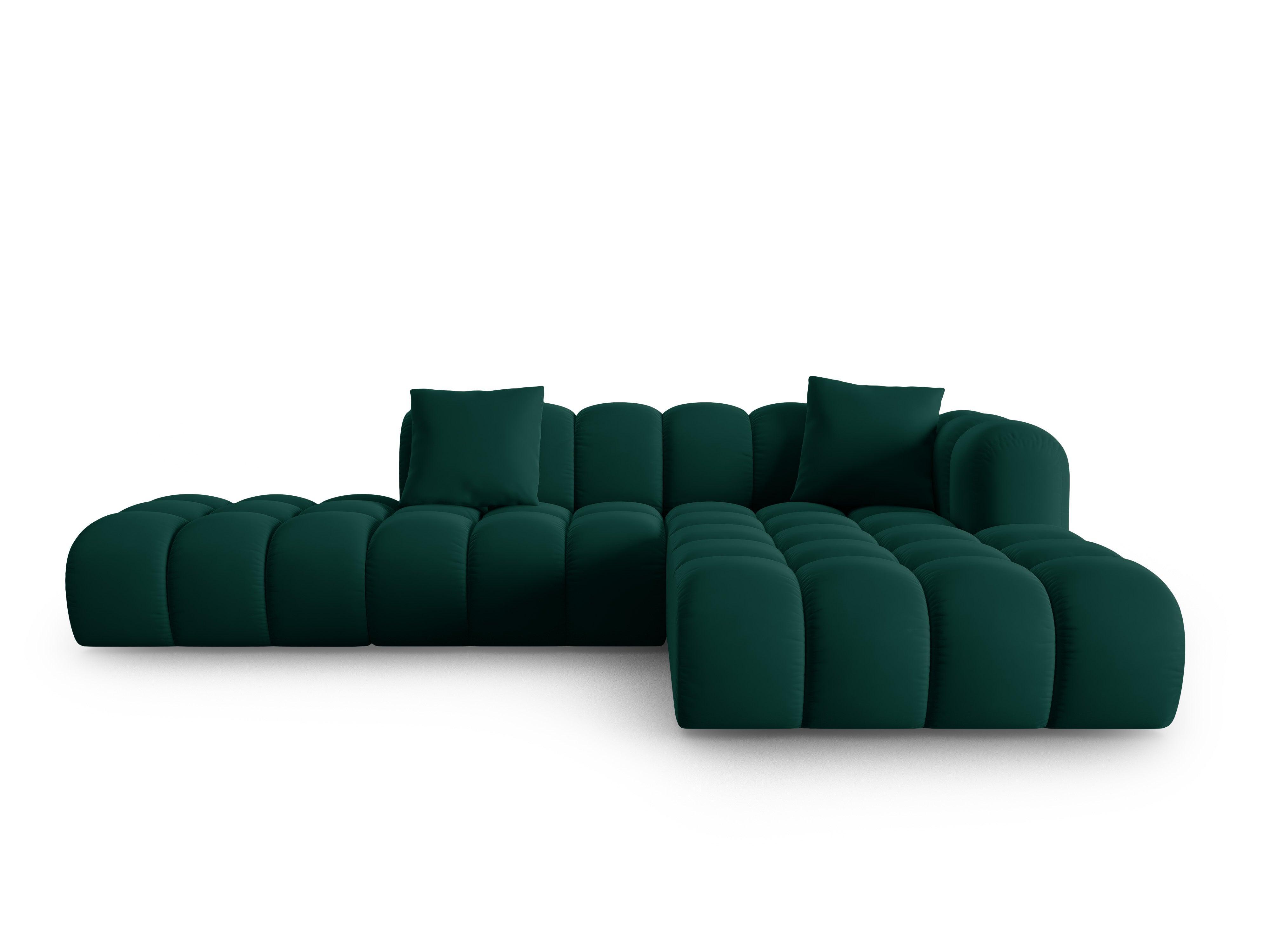 Corner velvet sofa 5 seater right HALLEY bottle green Windsor & Co Eye on Design