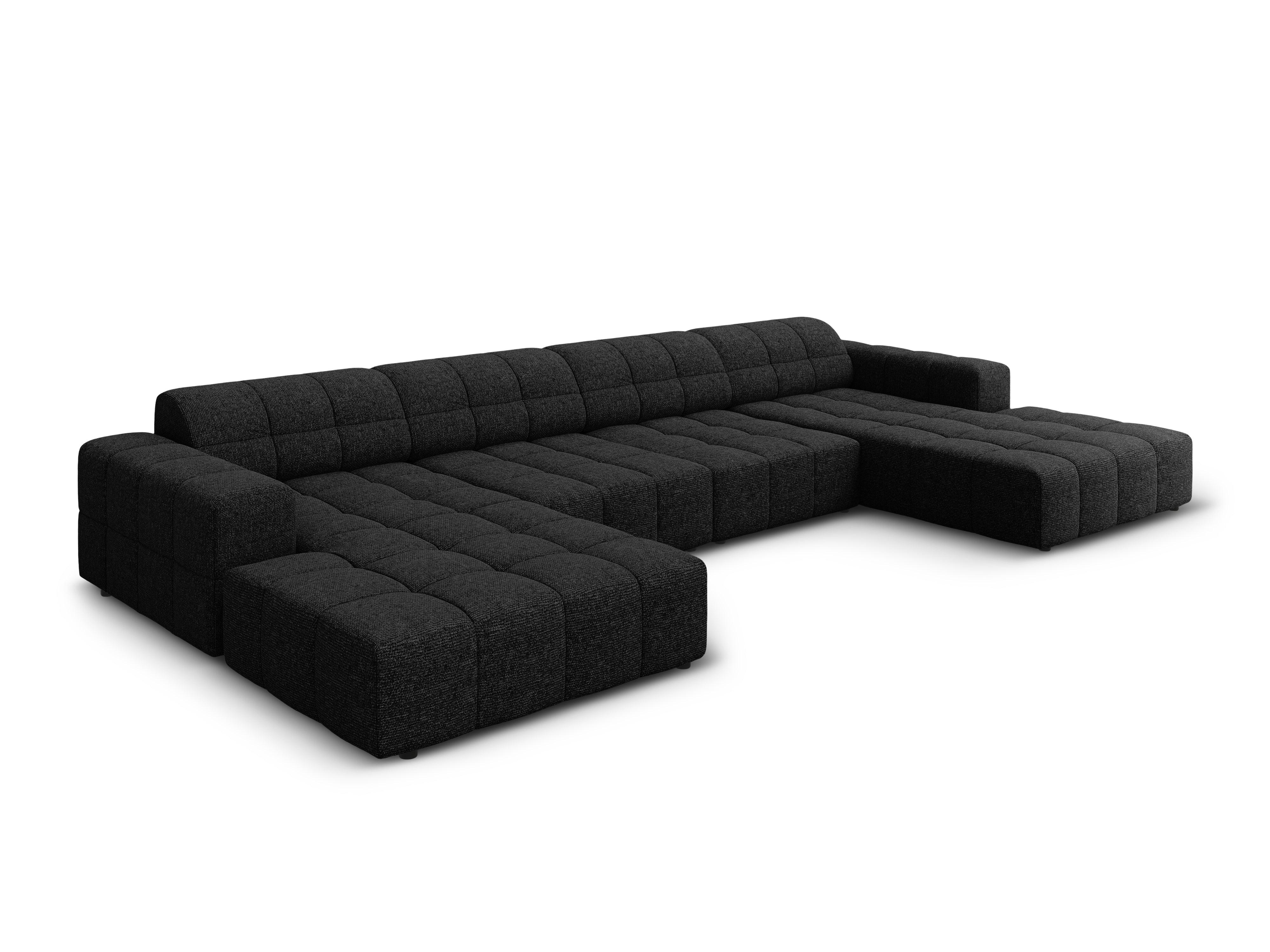 Panoramic 6-seater sofa CHICAGO black chenille Cosmopolitan Design Eye on Design