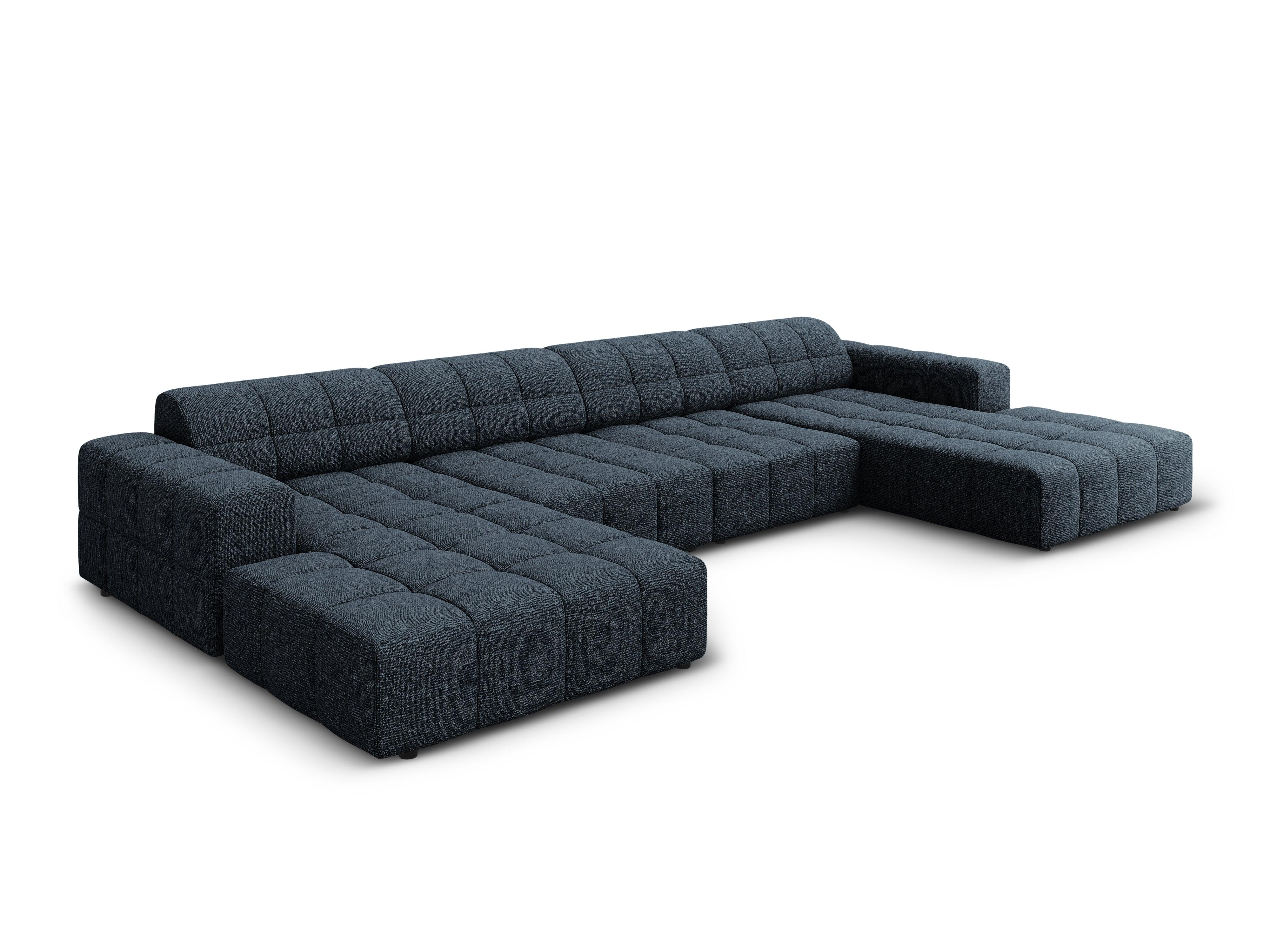 Panoramic 6-seater sofa CHICAGO blue chenille Cosmopolitan Design Eye on Design