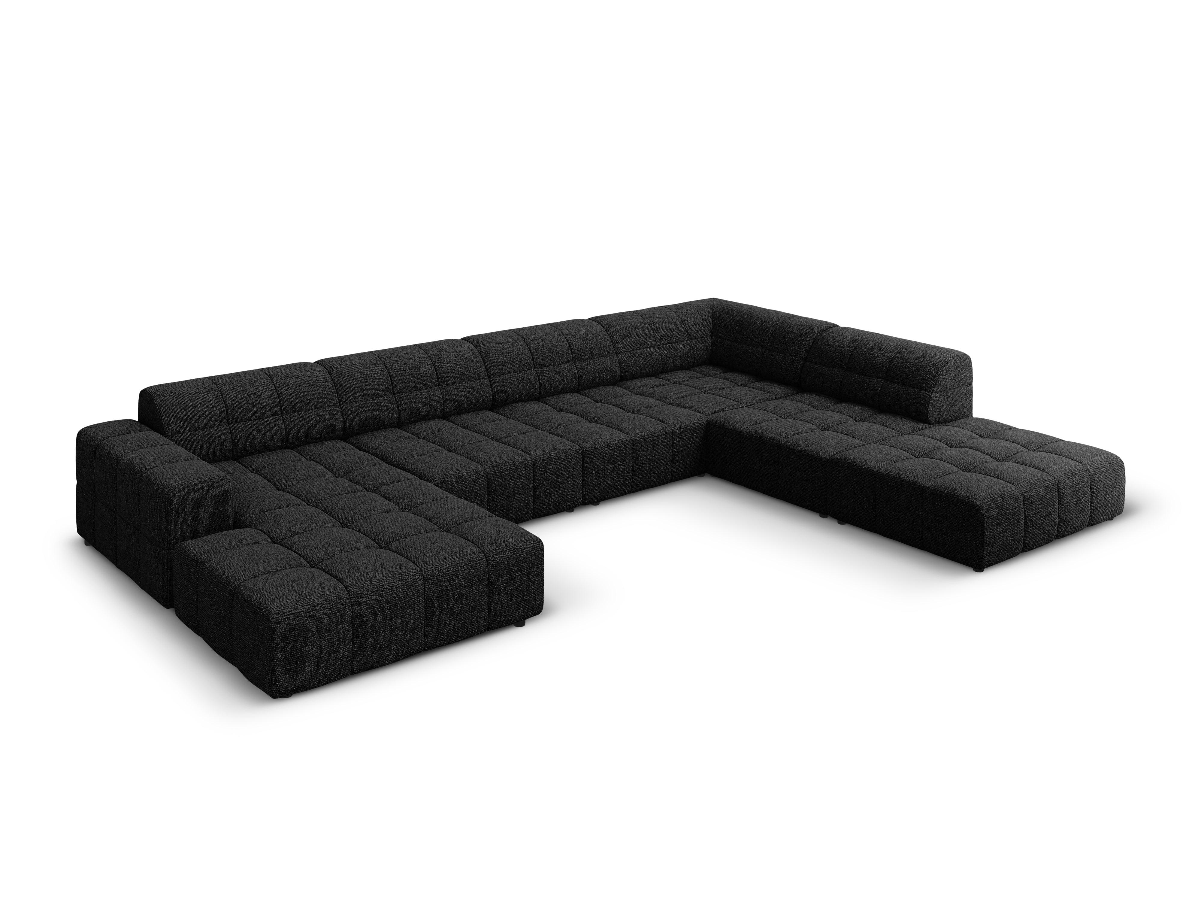 U-shaped right-hand corner sofa CHICAGO black chenille Cosmopolitan Design Eye on Design