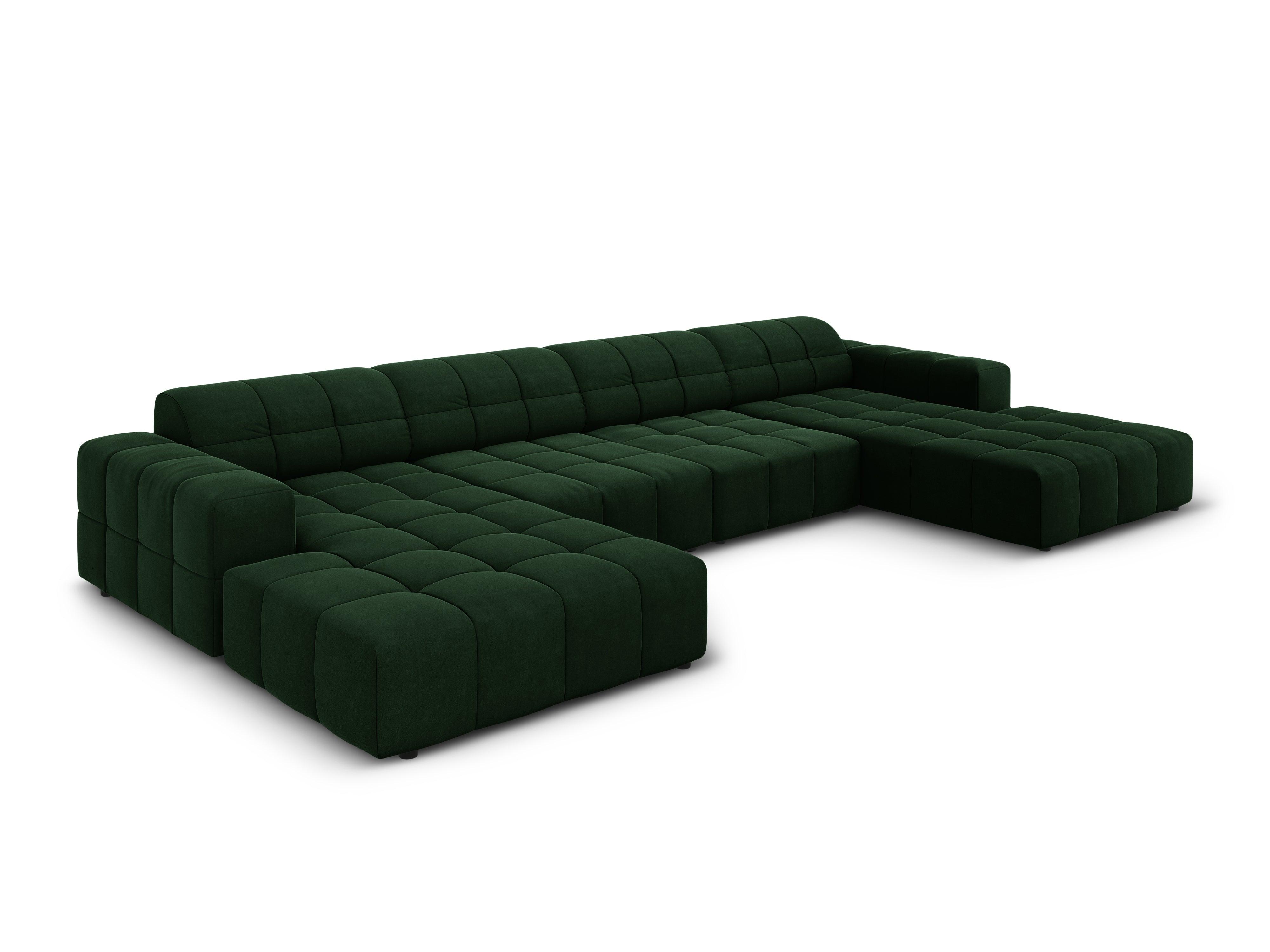 Panoramic velvet 6-seater sofa CHICAGO bottle green Cosmopolitan Design Eye on Design