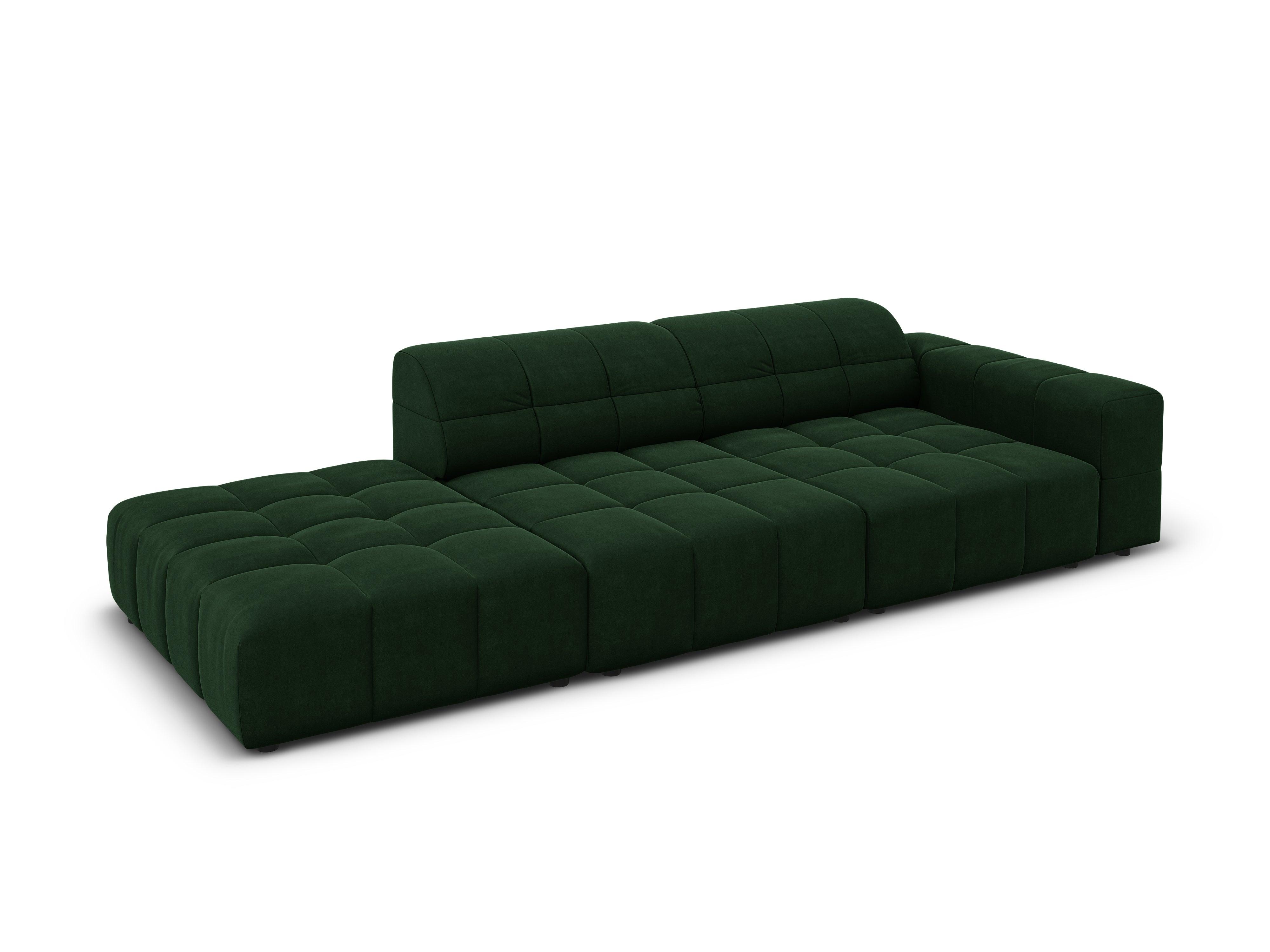 Velvet sofa left 3-seater CHICAGO bottle green Cosmopolitan Design Eye on Design