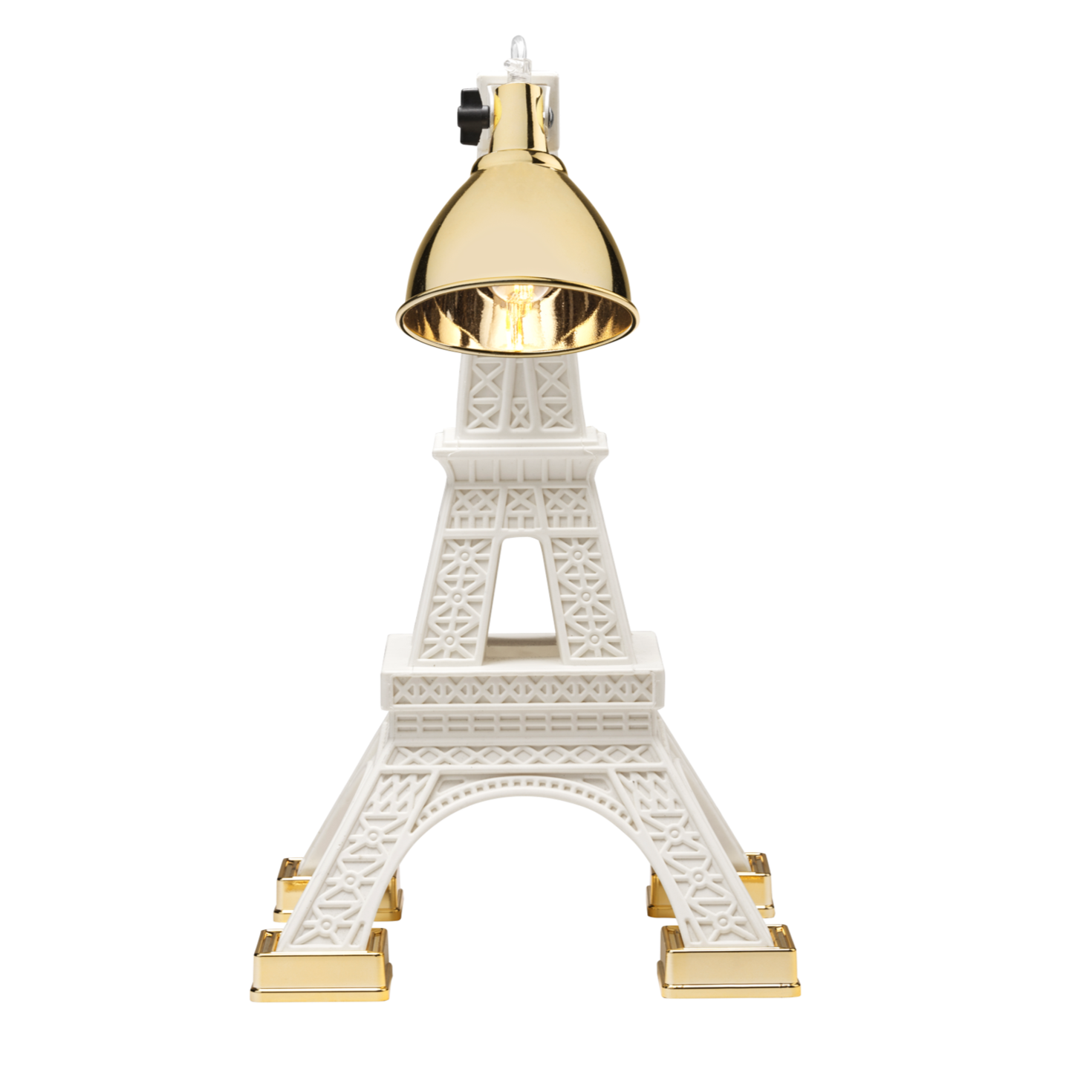 The Paris lamp from Qeebooo, designed by the Job studio, presents the miniature Eiffel Tower. The concept of Job Smeets was inspired by the years when he lived in Paris as a young "artist", and the Eiffel Tower was his neighbor who gave him comfort.