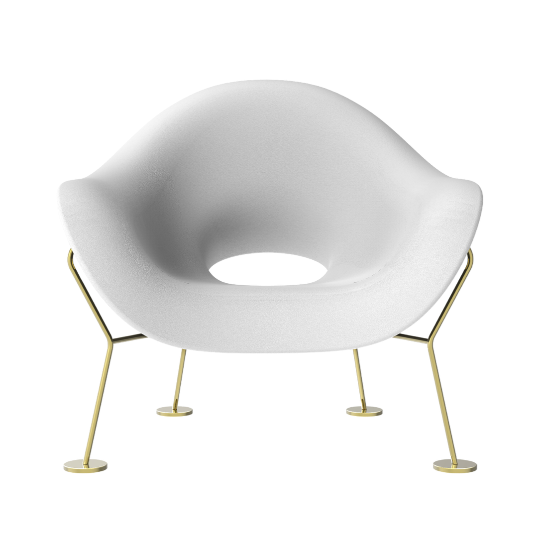 PUPA armchair white with brass base