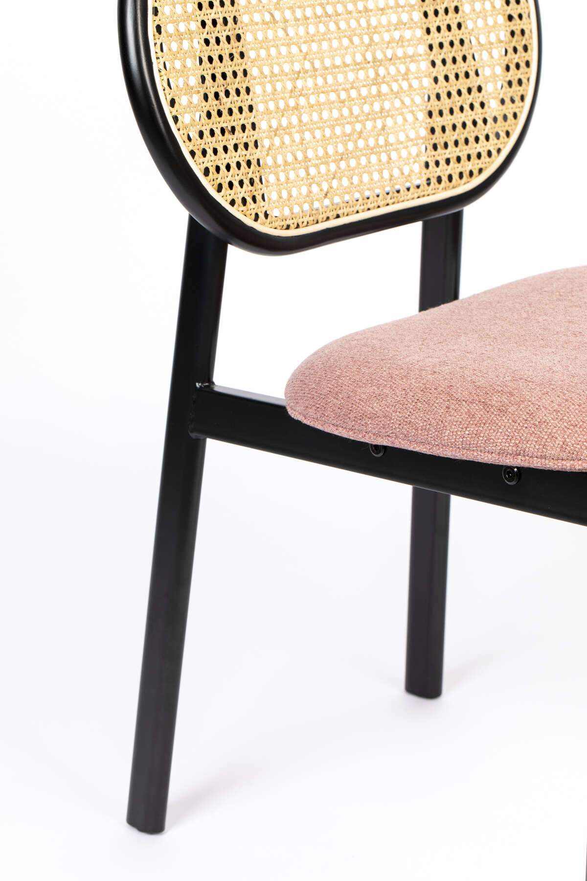 SPIKE chair pink with rattan backrest, Zuiver, Eye on Design