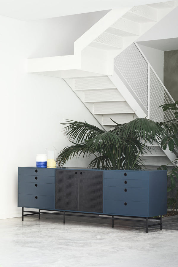 PUNTO low chest of drawers dark blue