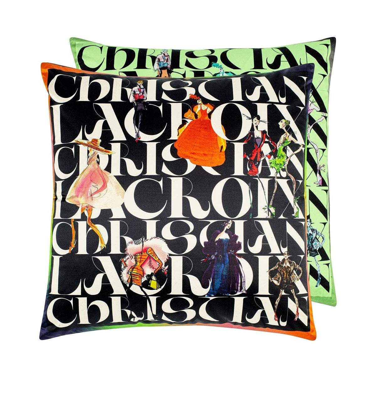 Double-sided pillow LACROIX PARADE JAIS cotton satin - Eye on Design
