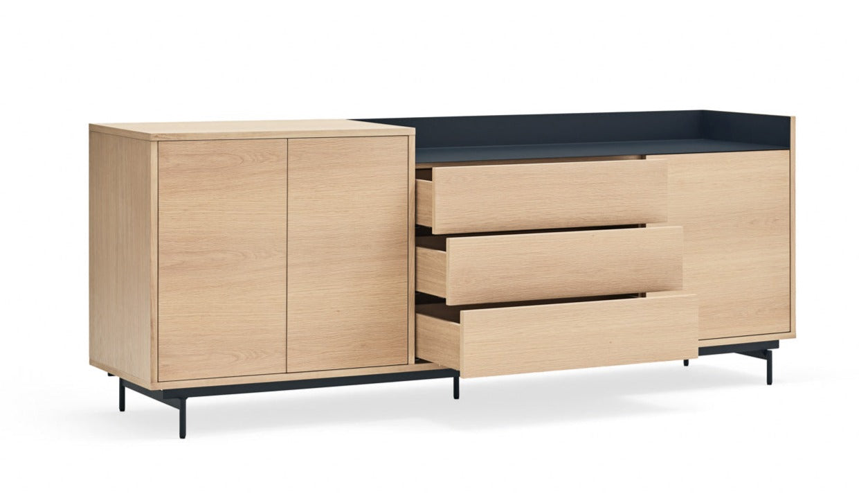 VALLEY chest of drawers natural oak with dark finish