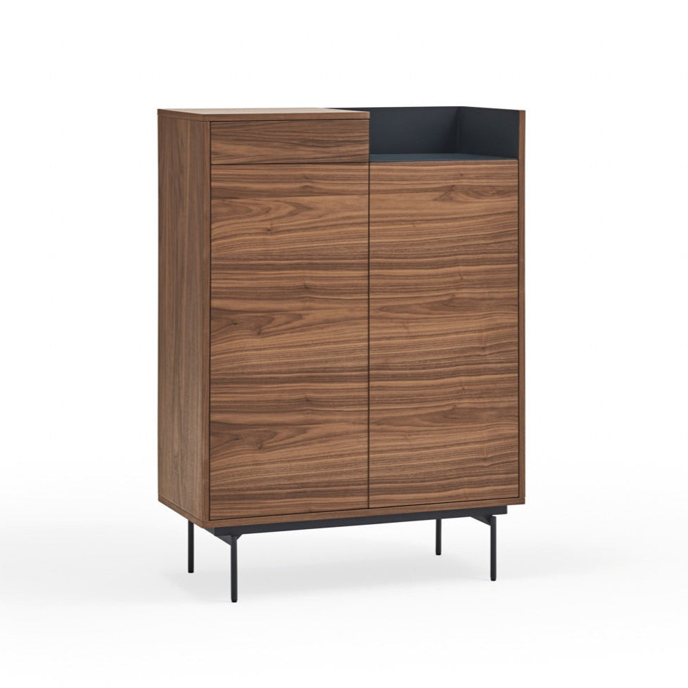 VALLEY high chest of drawers walnut wood with dark finish