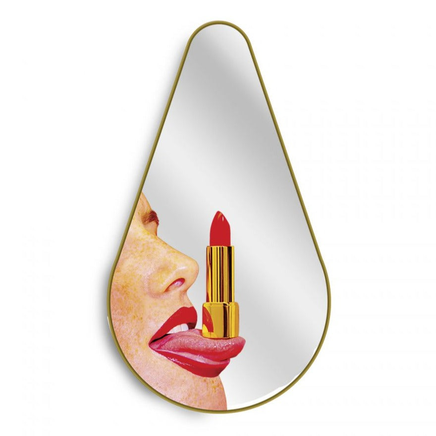 TONGUE teardrop-shaped mirror in gold frame