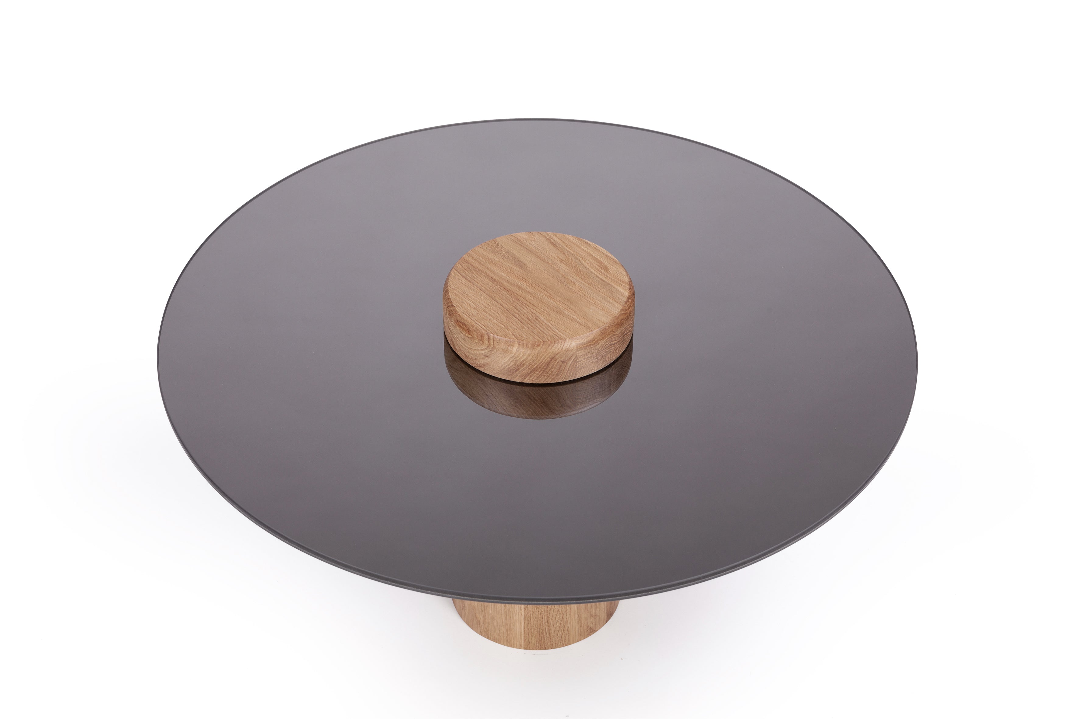 Coffee table SKIEN natural oak with mirrored top