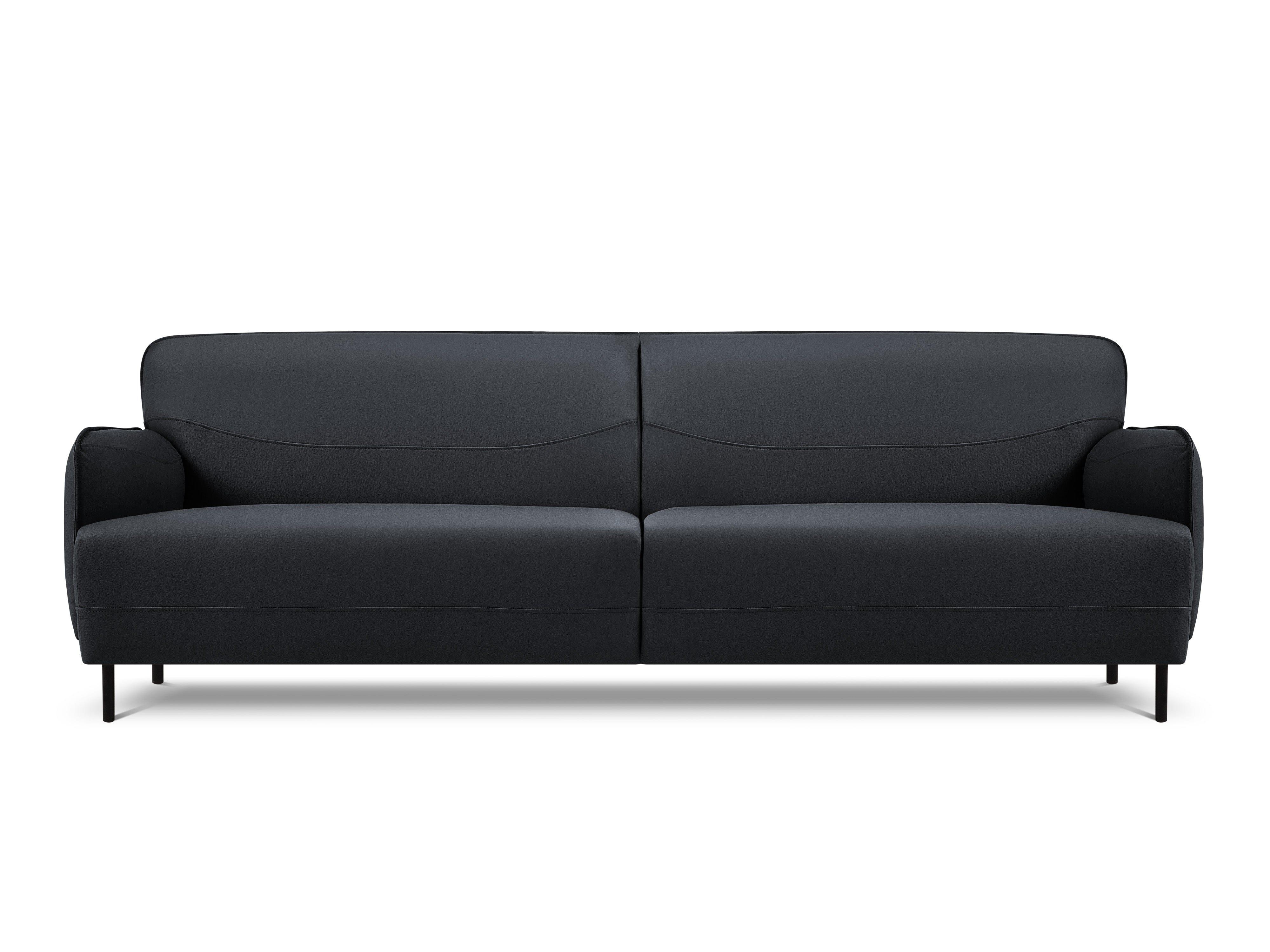 Genuine Leather Sofa, "Neso", 3 Seats, 235x90x76
 ,Dark Blue,Black Metal, Windsor & Co, Eye on Design