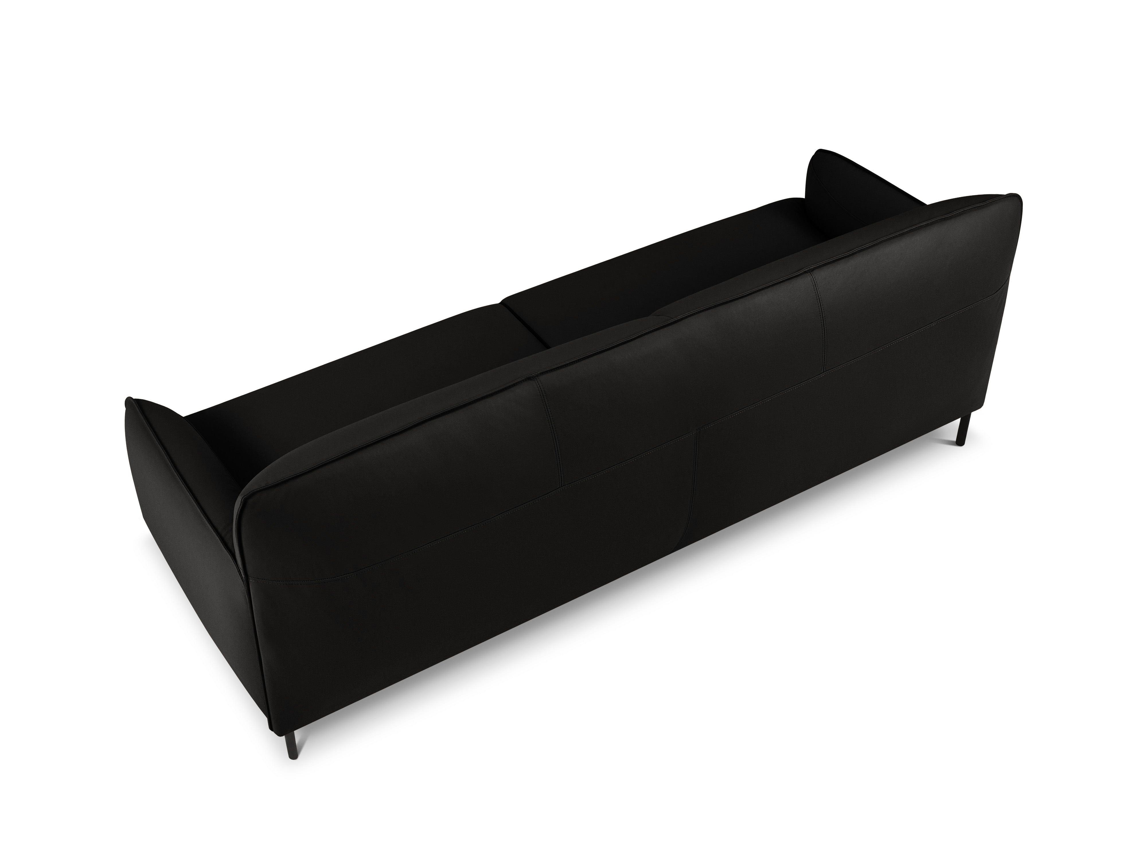 Genuine Leather Sofa, "Neso", 3 Seats, 235x90x76
 ,Black,Black Metal, Windsor & Co, Eye on Design