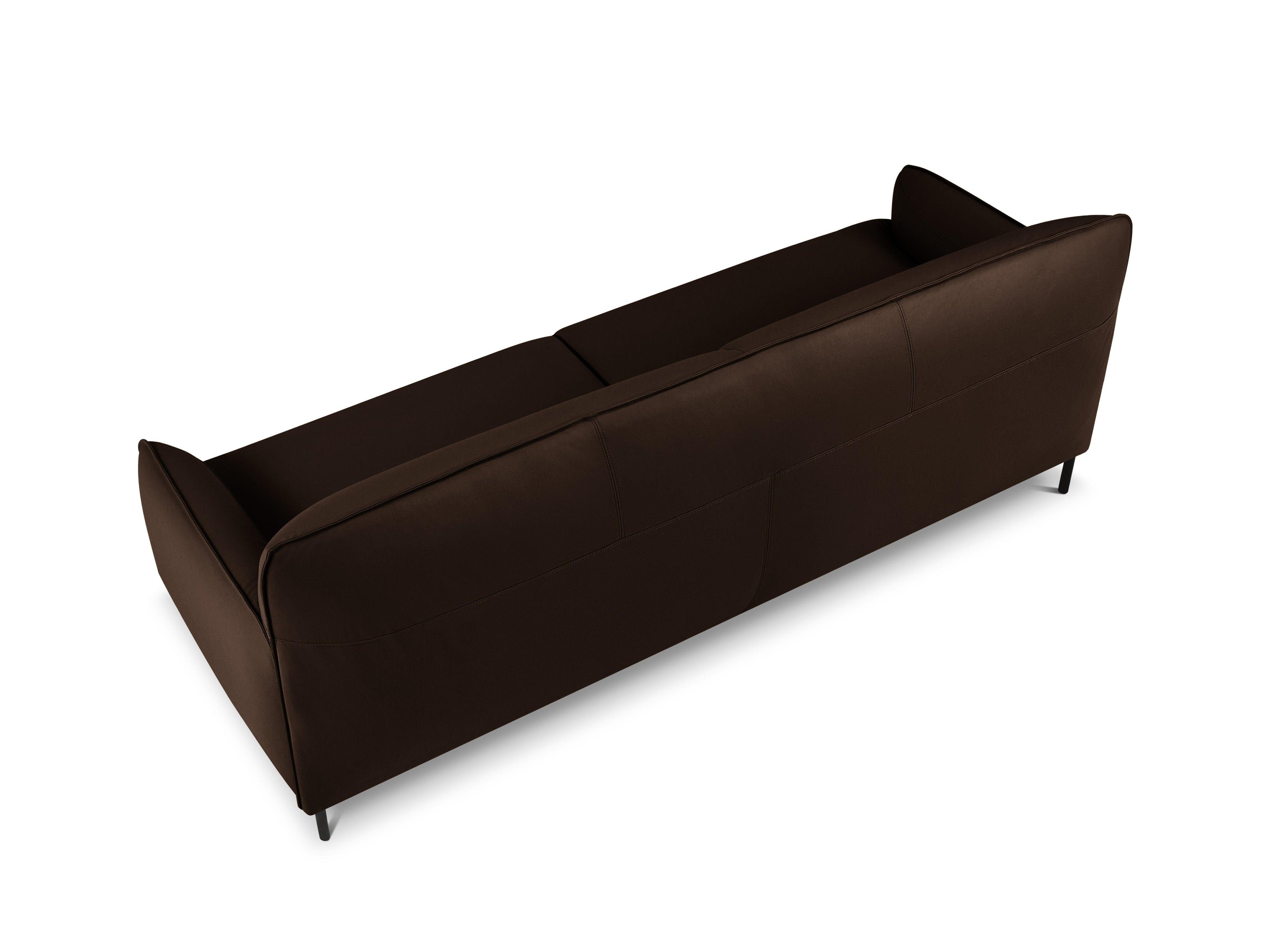 Genuine Leather Sofa, "Neso", 3 Seats, 235x90x76
 ,Brown,Black Metal, Windsor & Co, Eye on Design