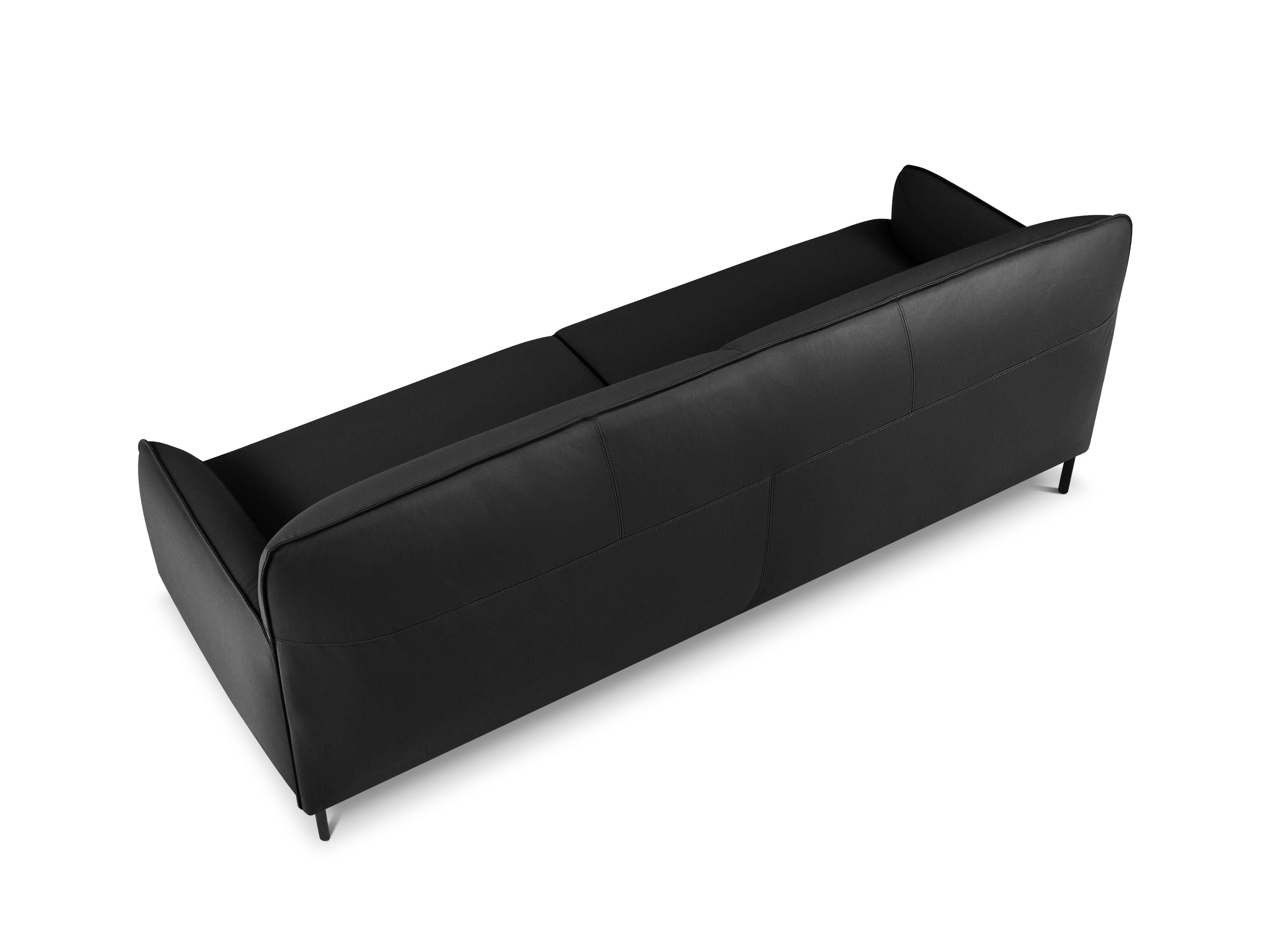 Genuine Leather Sofa, "Neso", 3 Seats, 235x90x76
 ,Dark Grey,Black Metal, Windsor & Co, Eye on Design