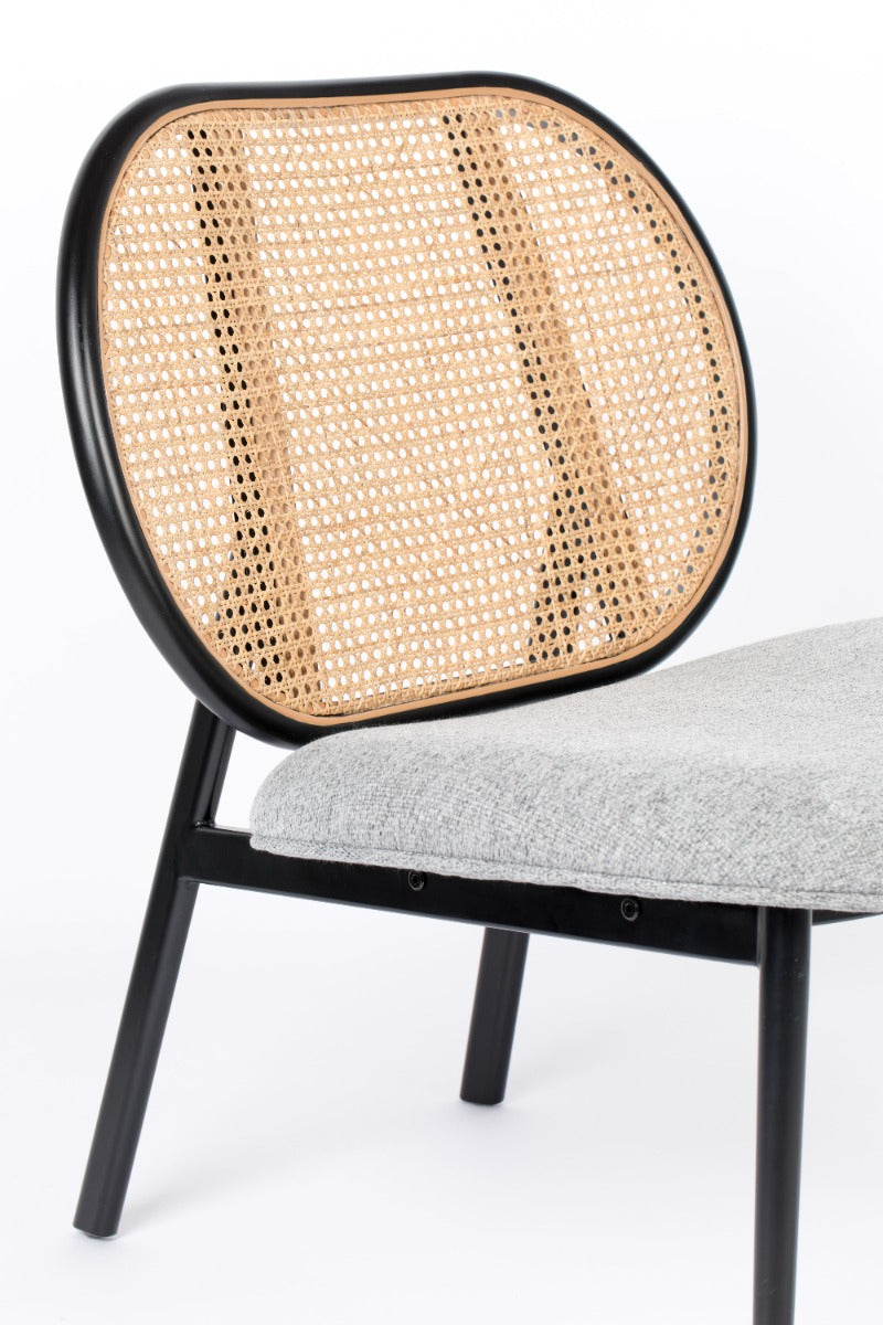 SPIKE armchair grey with rattan backrest, Zuiver, Eye on Design