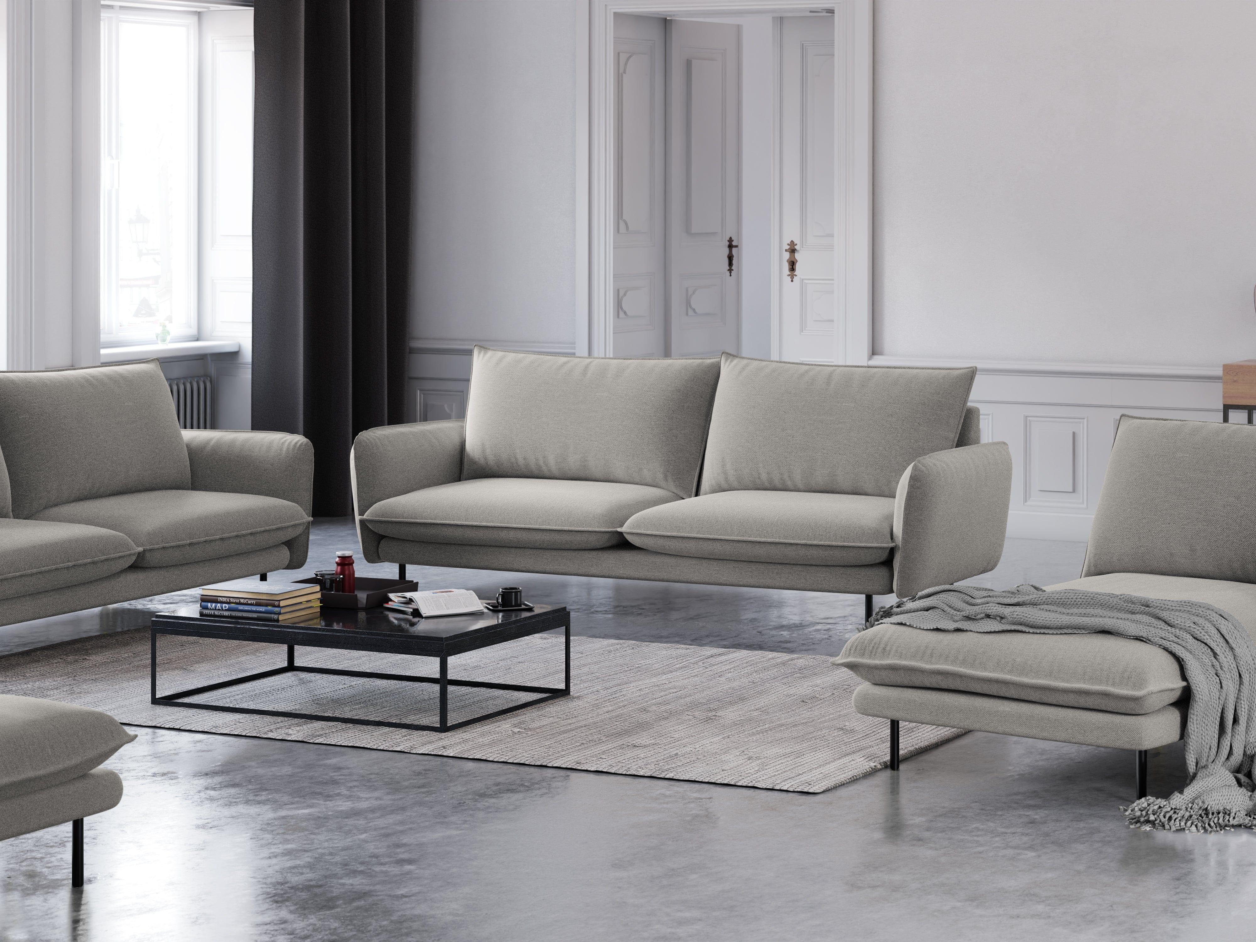 4-seater sofa VIENNA light grey with black base - Eye on Design