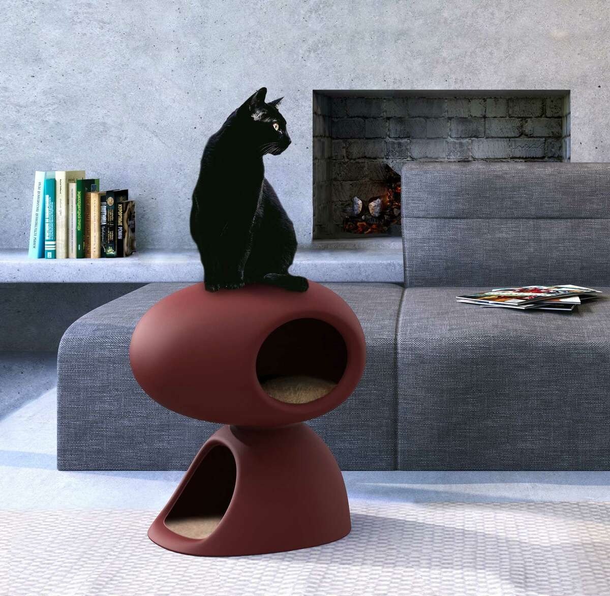 Cat Cave is a project of Stefano Giovannoni, which is a joint venture of Qeeboo and United Pets, a specialized company dealing with pets.