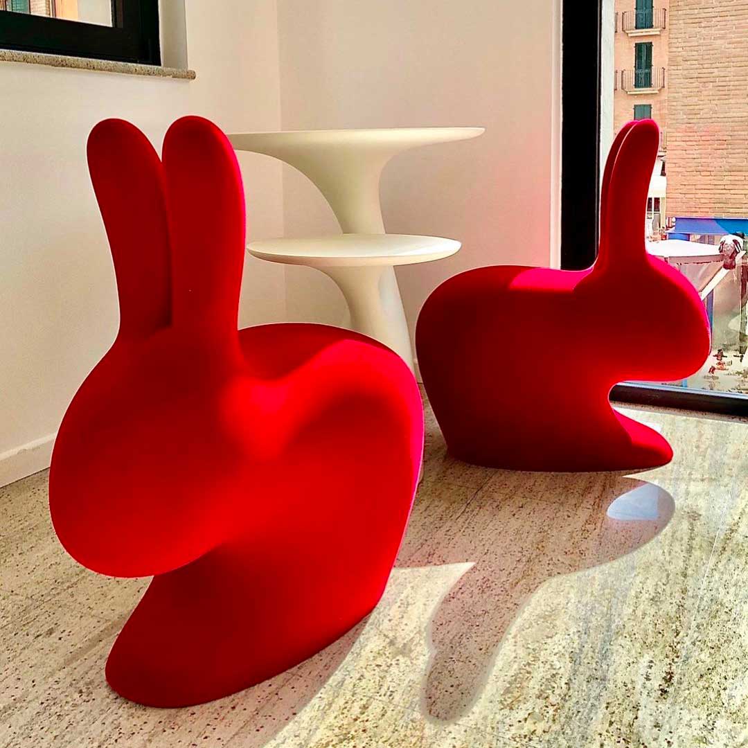 RABBIT VELVET chair red, QeeBoo, Eye on Design