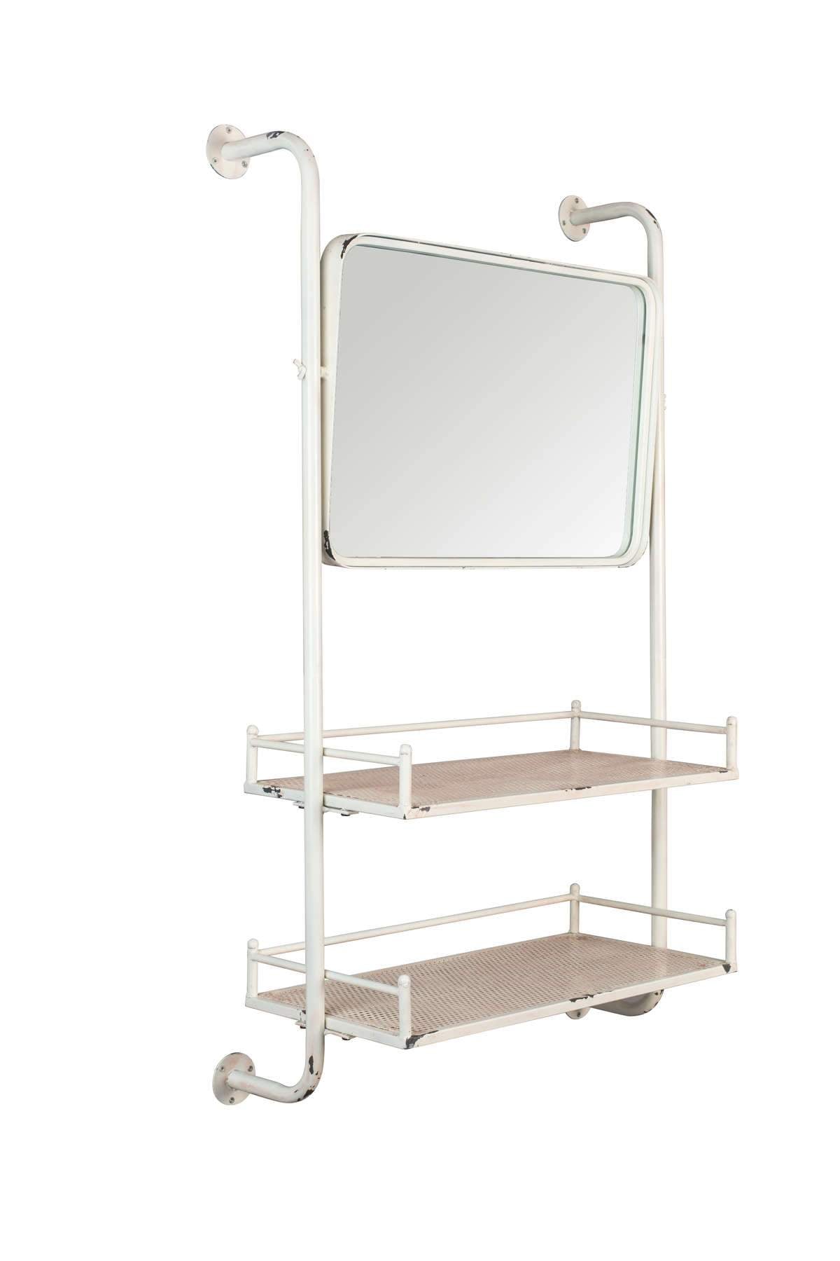 Hanging shelves with mirror BARBER white, Dutchbone, Eye on Design