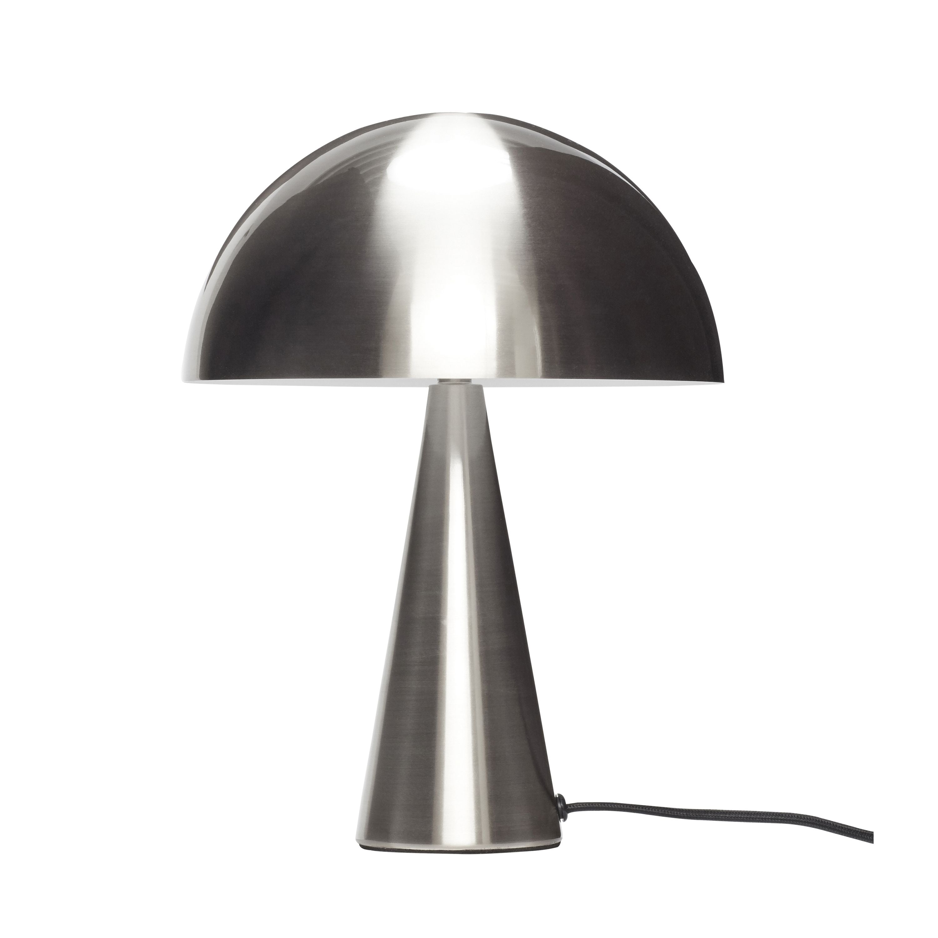 This table lamp is made of black metal painted and has a fungal -like shape. The white interior of the lampshade reflects the light well. You can put the lamp in a window, on a shelf or table. A modern living room is an ideal space to insert it to give a somewhat cozy muffled light. The minimalist office, or the Scandinavian bedroom, are spaces that will become more elegant thanks to simple colors.