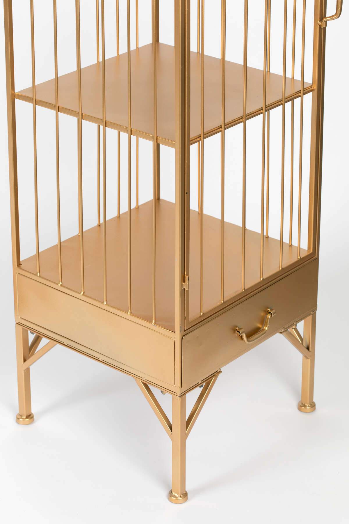 Kiss goodbye to these ordinary white shelves and take the type of cabinet worthy of your own exhibition. Drawing from a classic bird cage inspiration, the Unlock Me cabinet is a golden pleasure that looks as good as the little things you want to keep in it. The three shelves and the lower drawer are supplemented with elegant lines and a powder -painted finish, but the best part of the cabinet is a bird that sits not inside, but at the top. Symbol of fun and freedom if it ever existed!