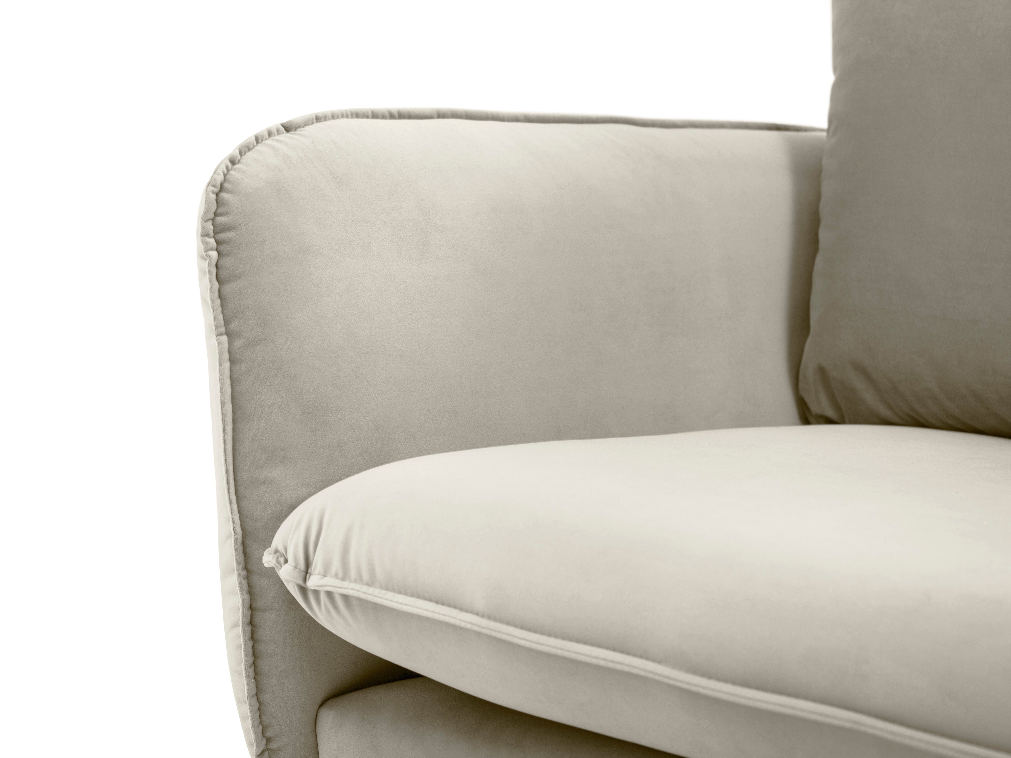 Velvet 2-seater sofa VIENNA beige with black base