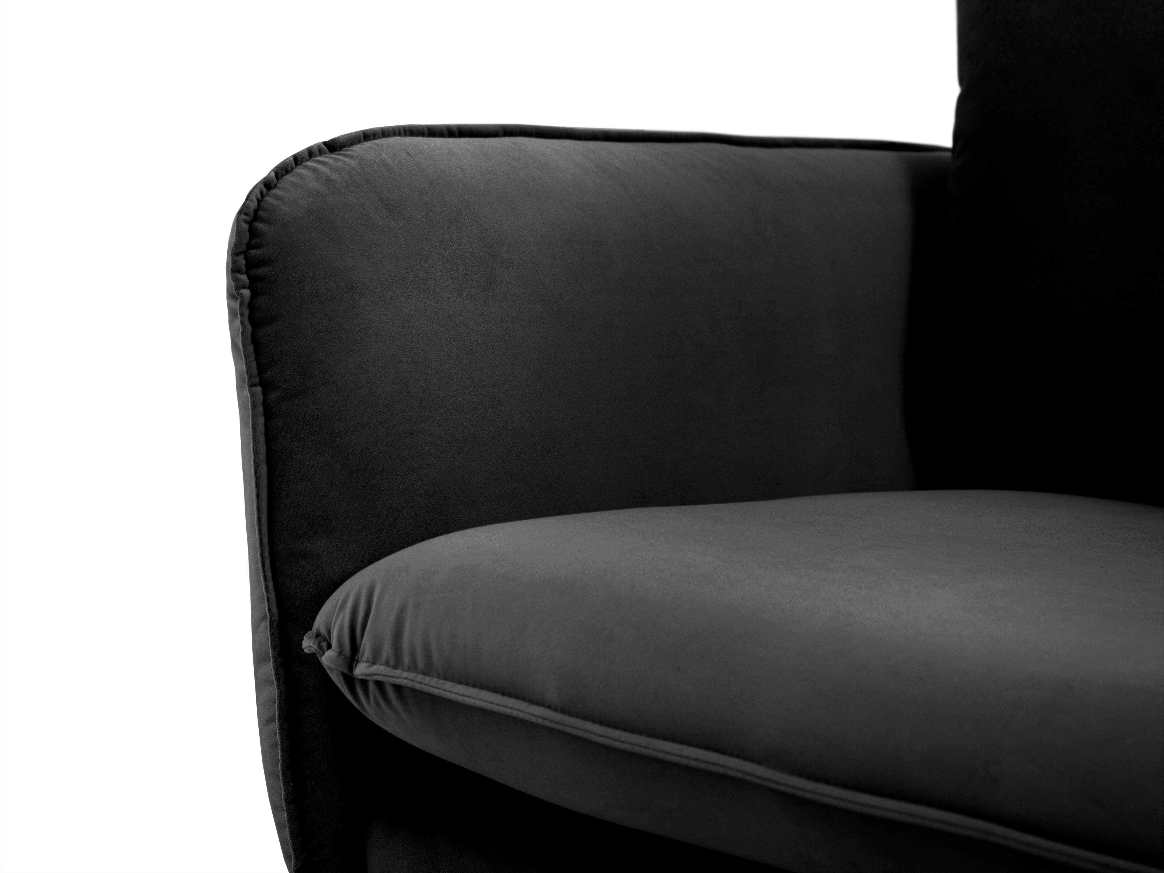 Velvet 2-seater sofa VIENNA black with black base