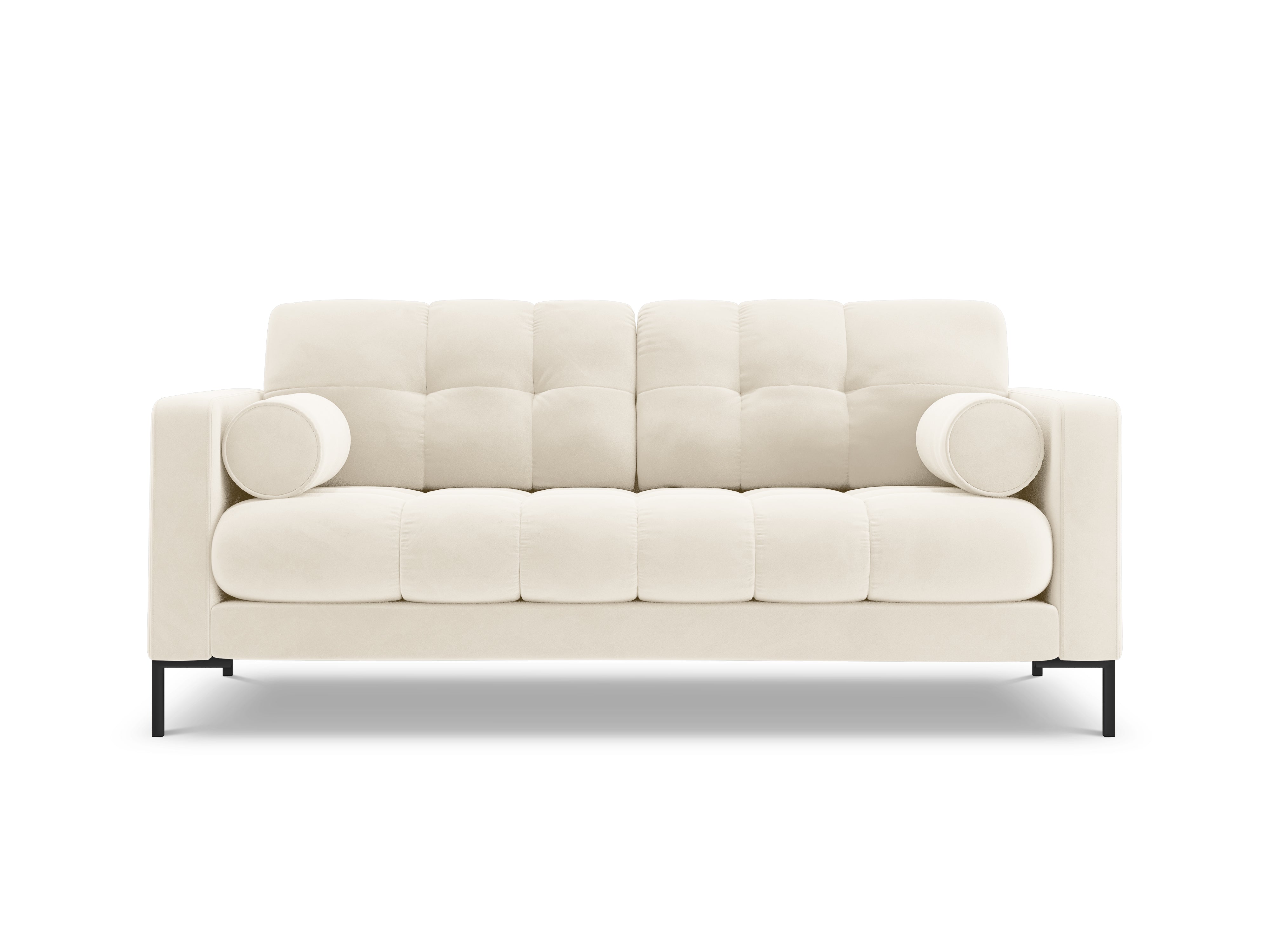 Sofa velvet 2-seater BALI light beige with black base