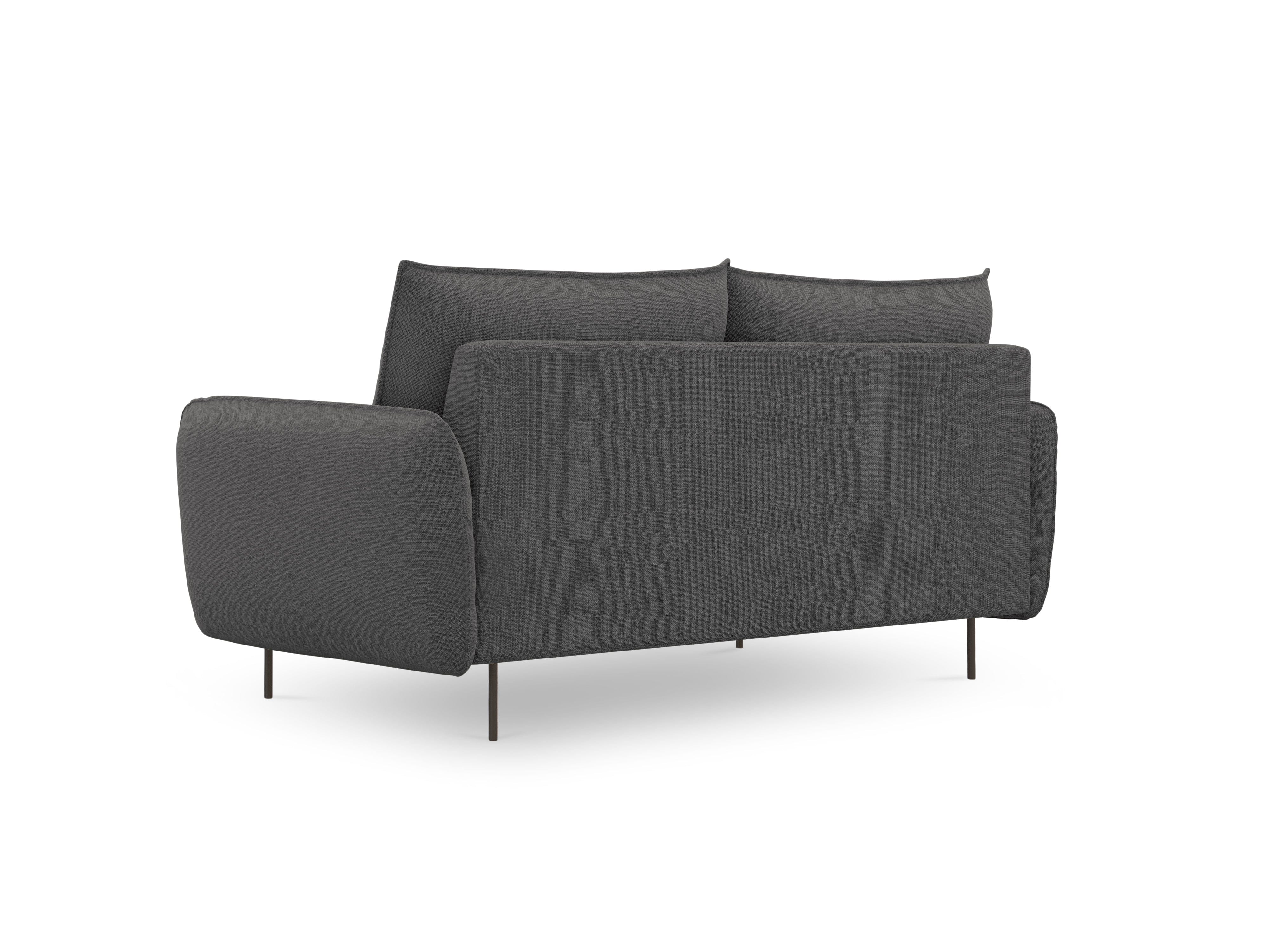 2-seater sofa VIENNA dark grey with black base