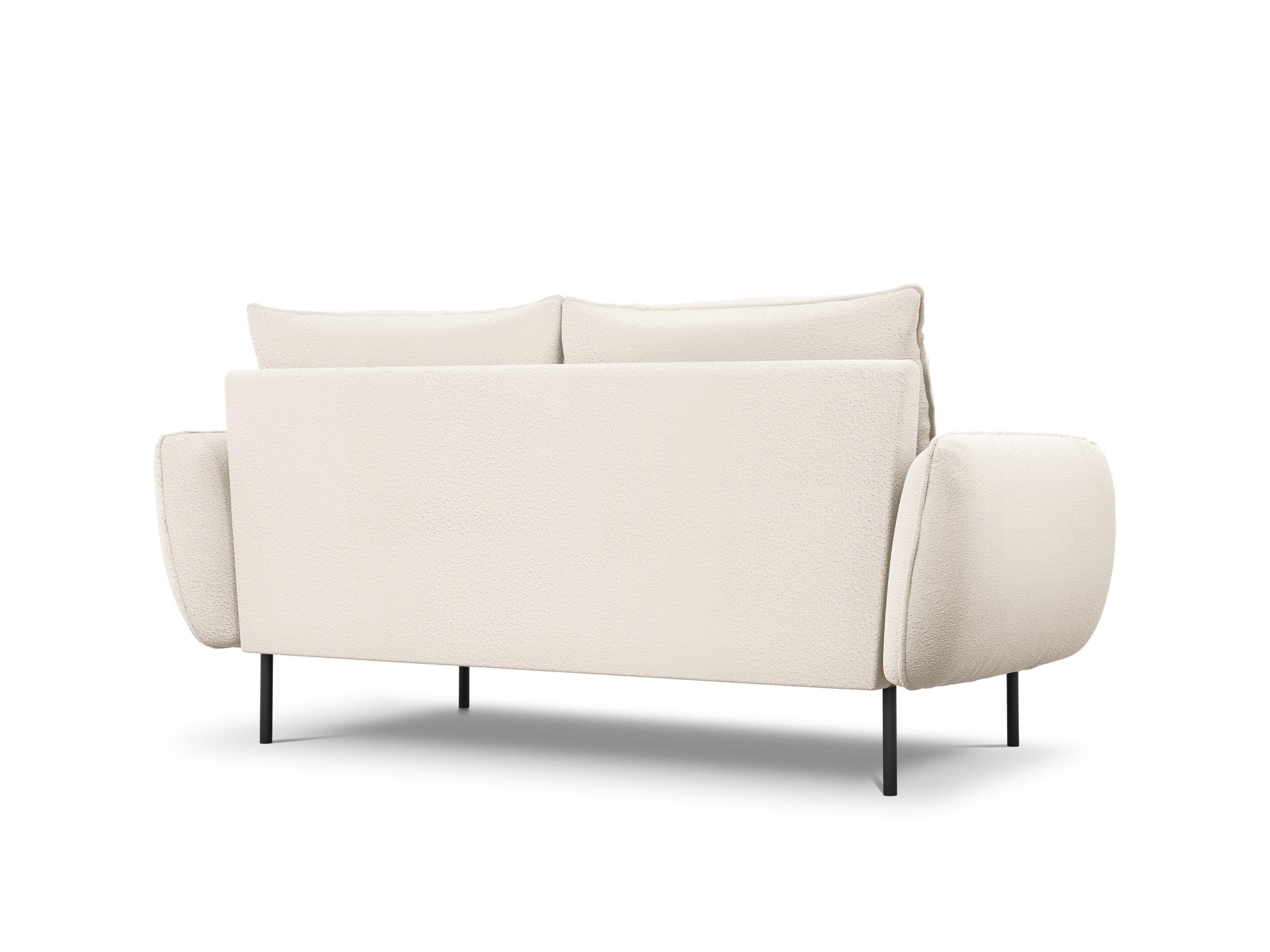 Sofa in boucle fabric 2 seater VIENNA beige with black base