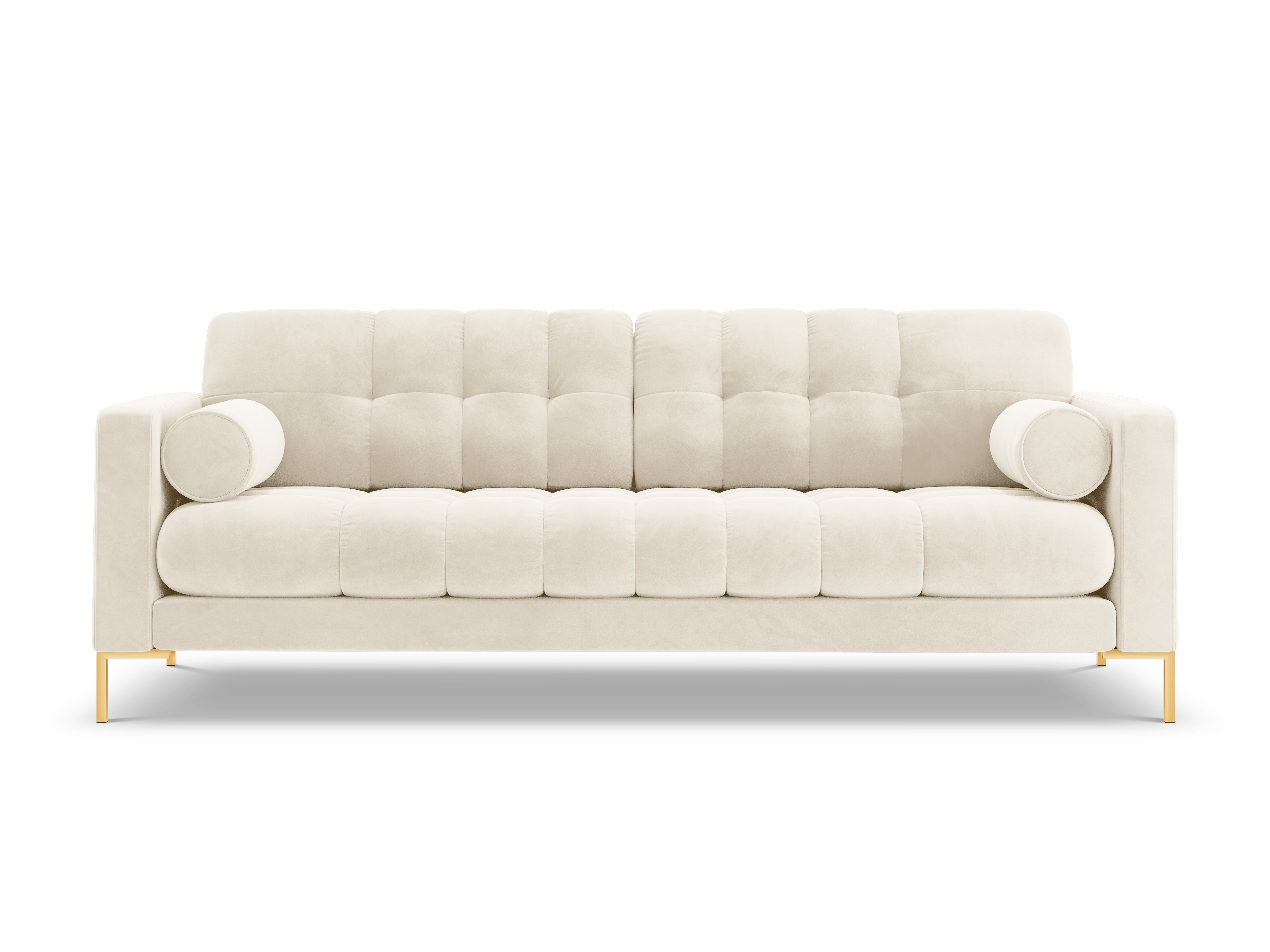 Velvet 3-seater sofa BALI light beige with gold base