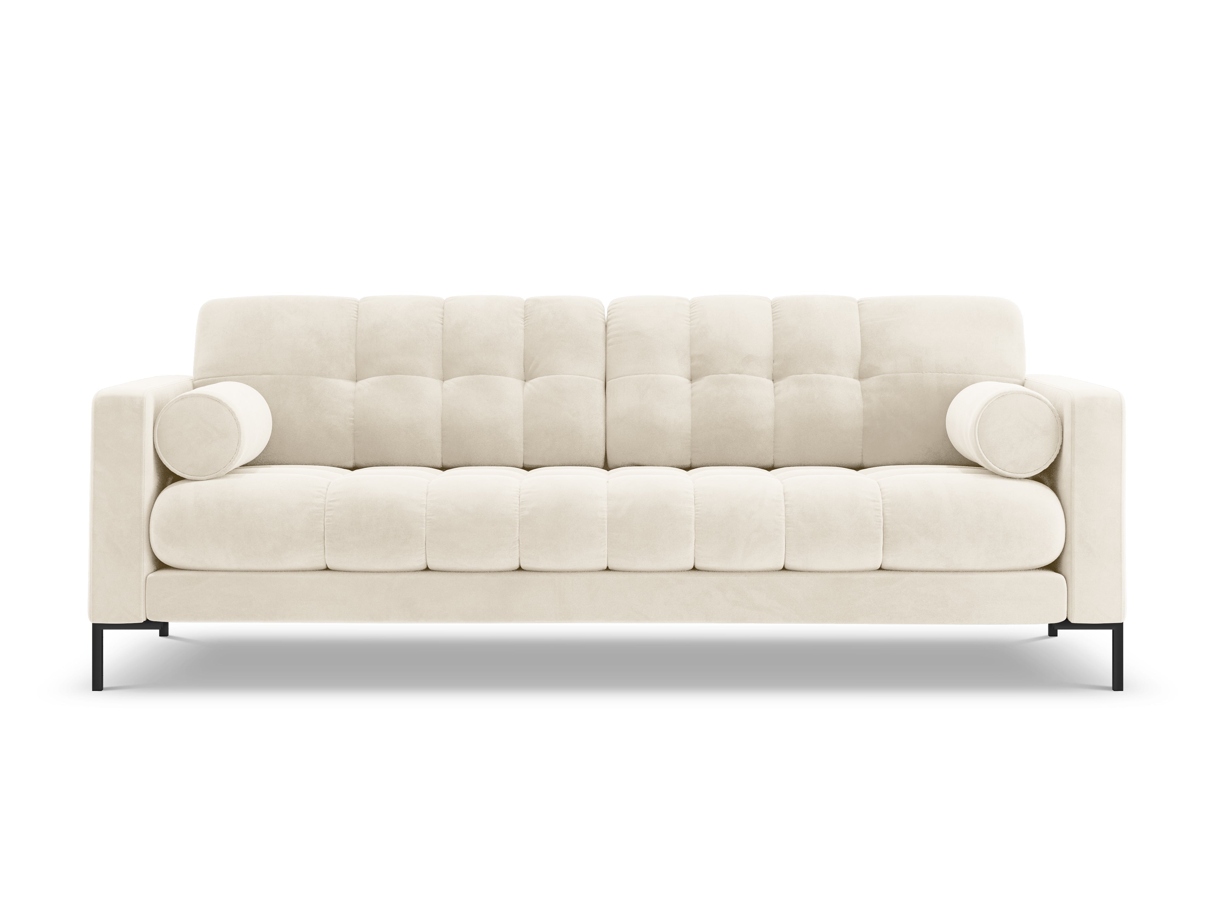 Sofa velvet 3-seater BALI light beige with black base