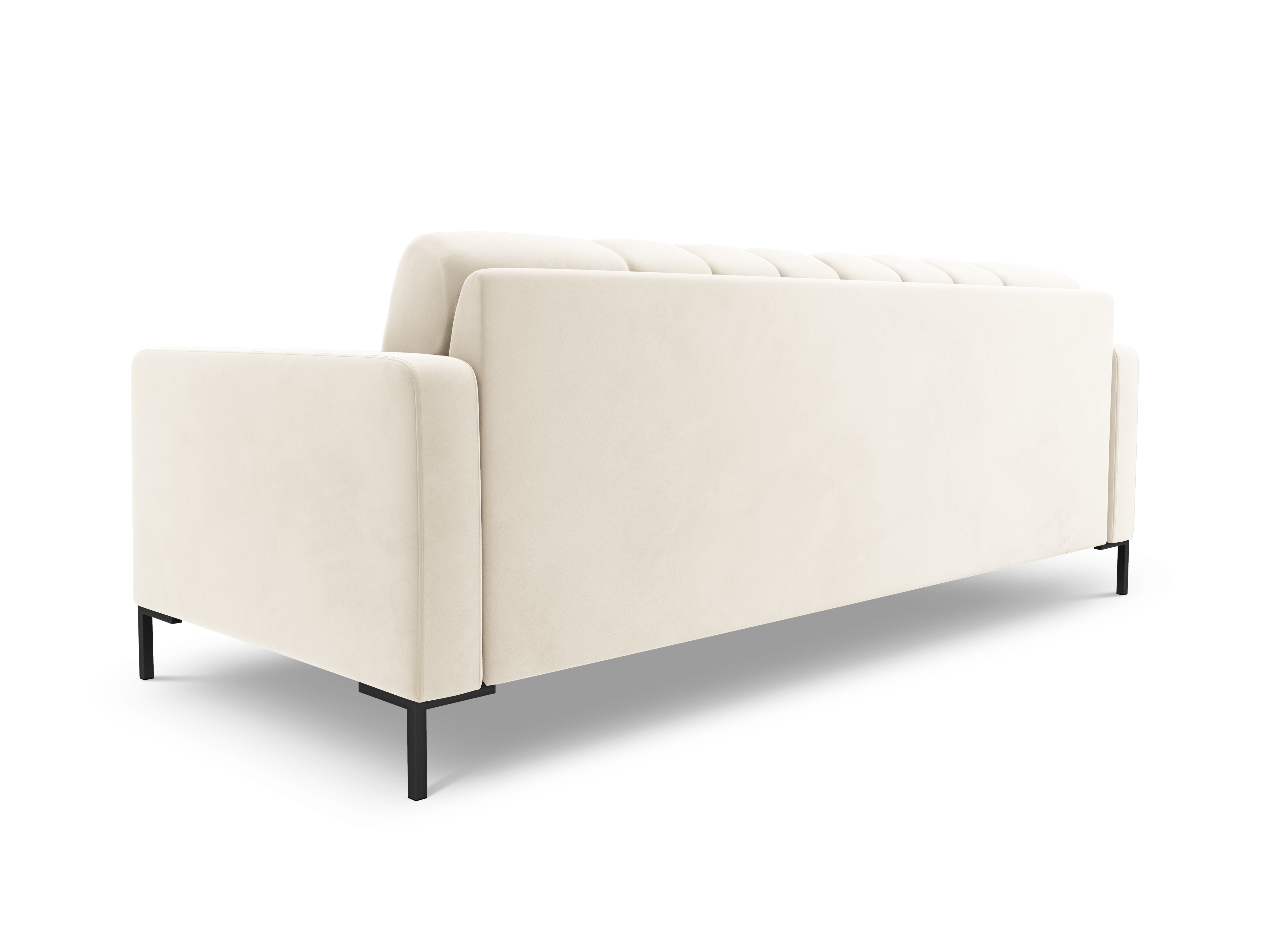 Sofa velvet 3-seater BALI light beige with black base