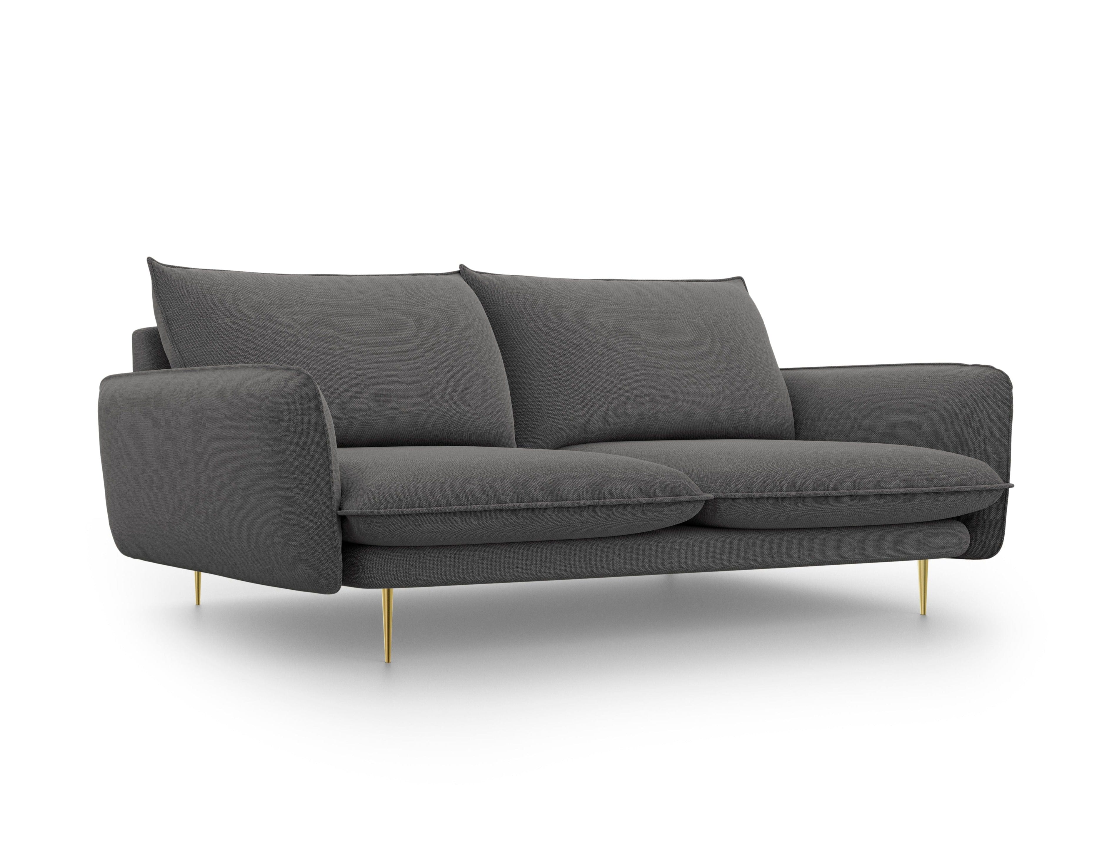 3-seater sofa VIENNA dark grey with gold base
