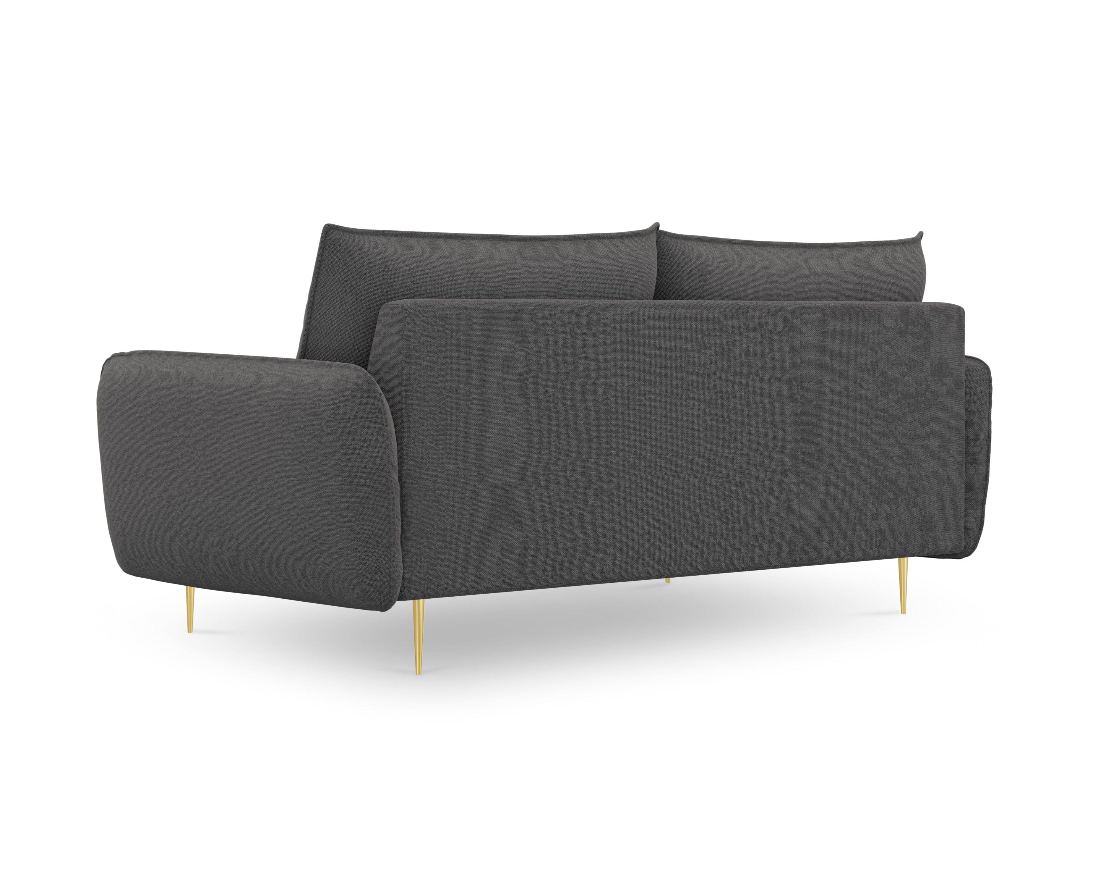 3-seater sofa VIENNA dark grey with gold base