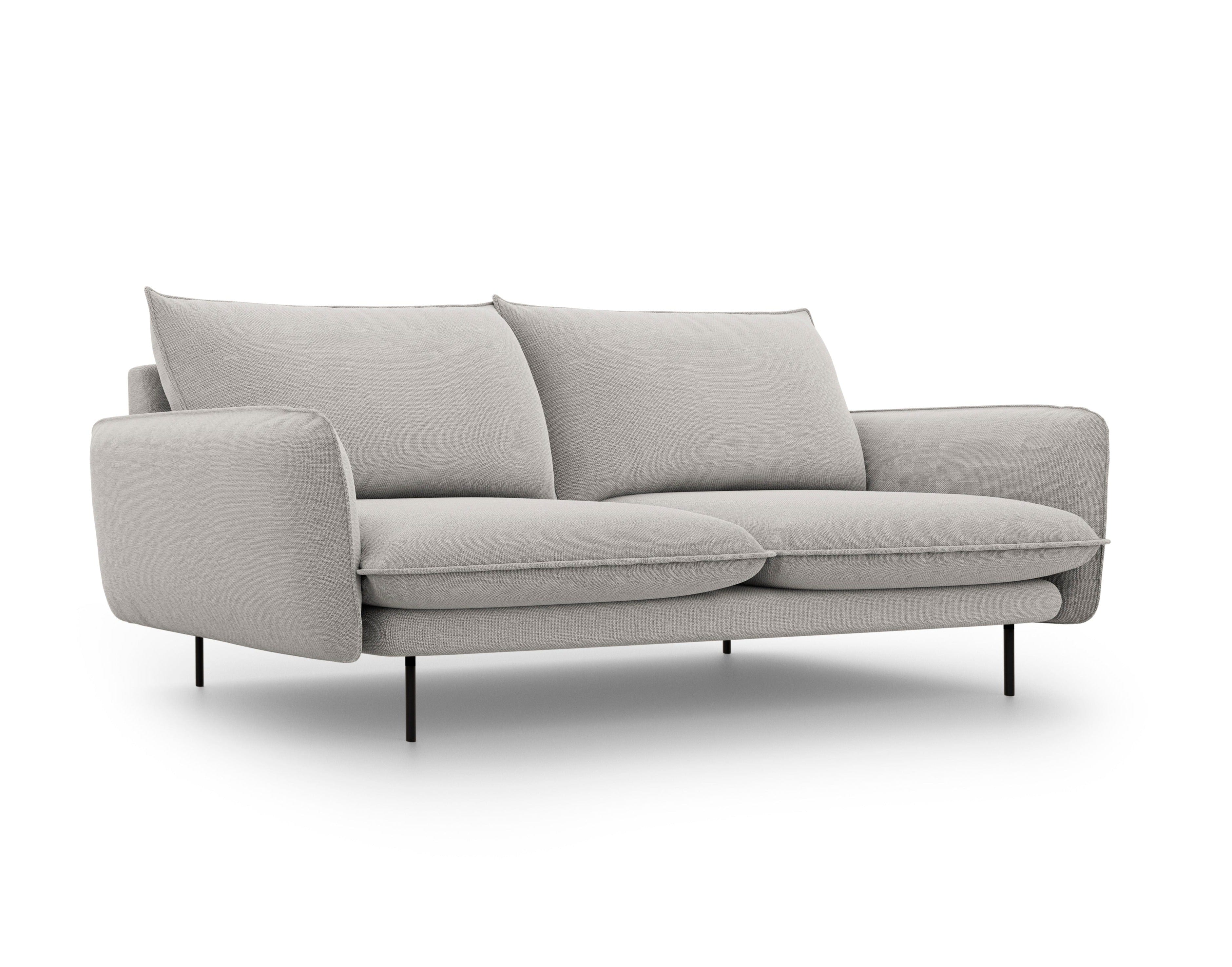 3-seater sofa VIENNA light grey with black base