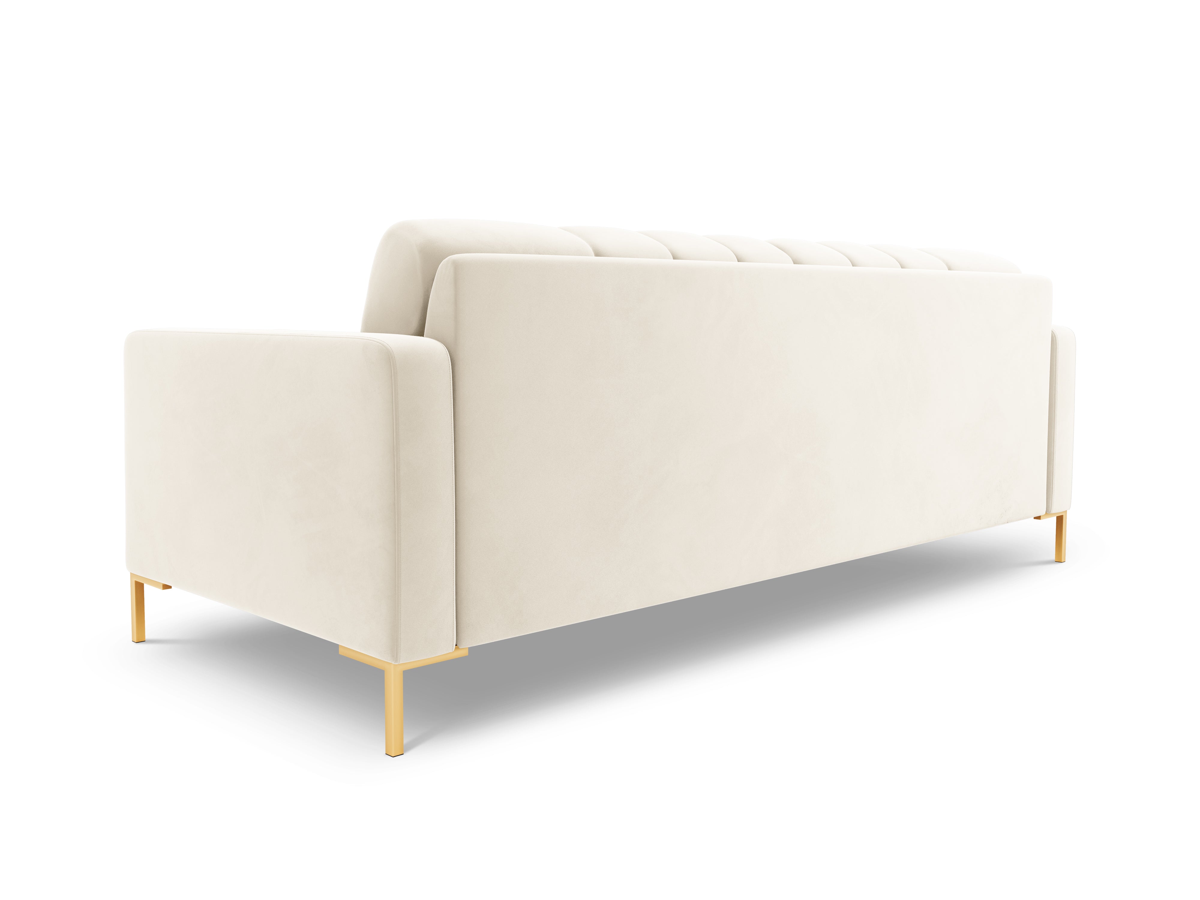 Velvet 4-seater sofa BALI light beige with gold base