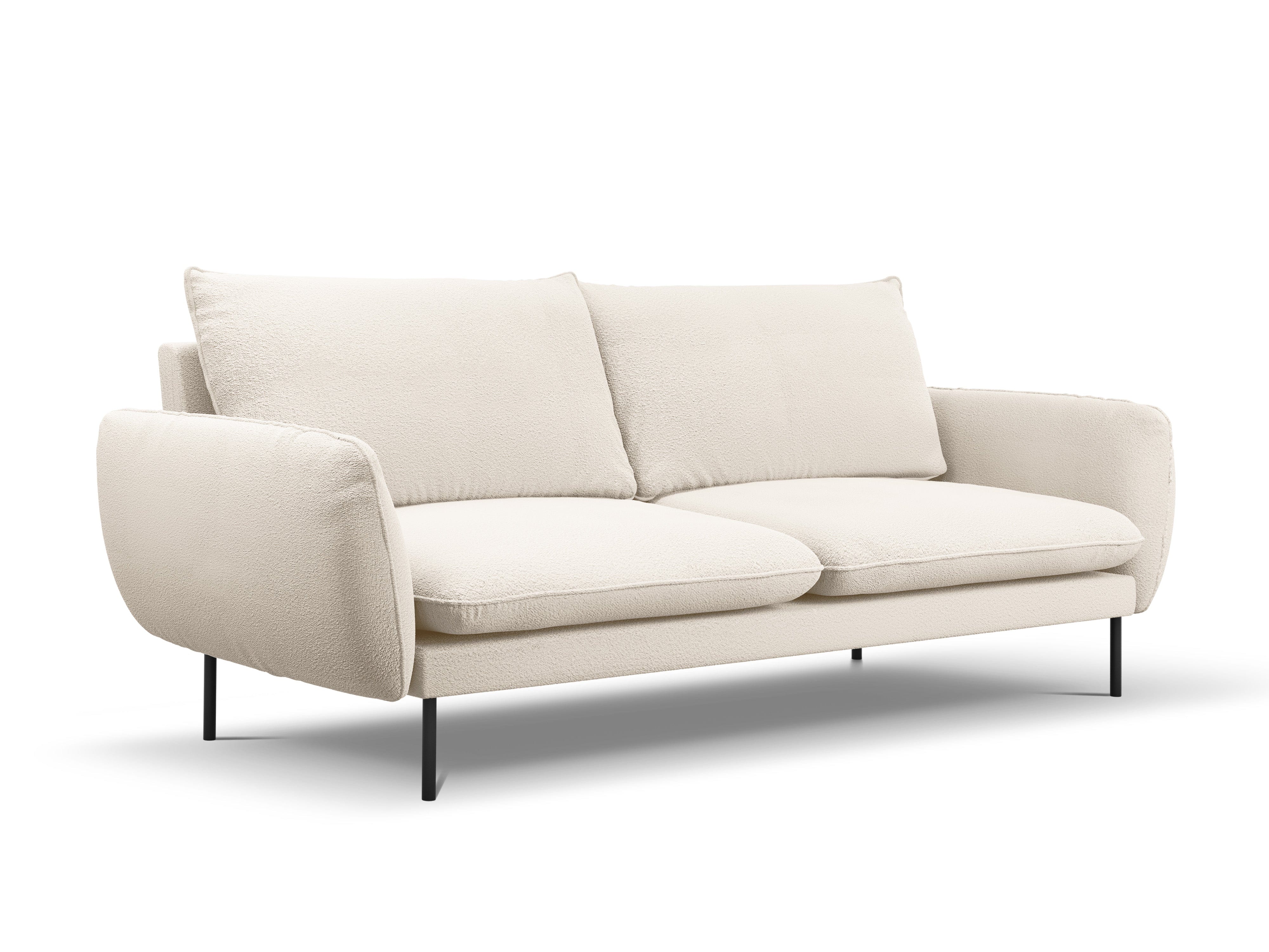 Sofa in boucle fabric 4-seater VIENNA beige with black base