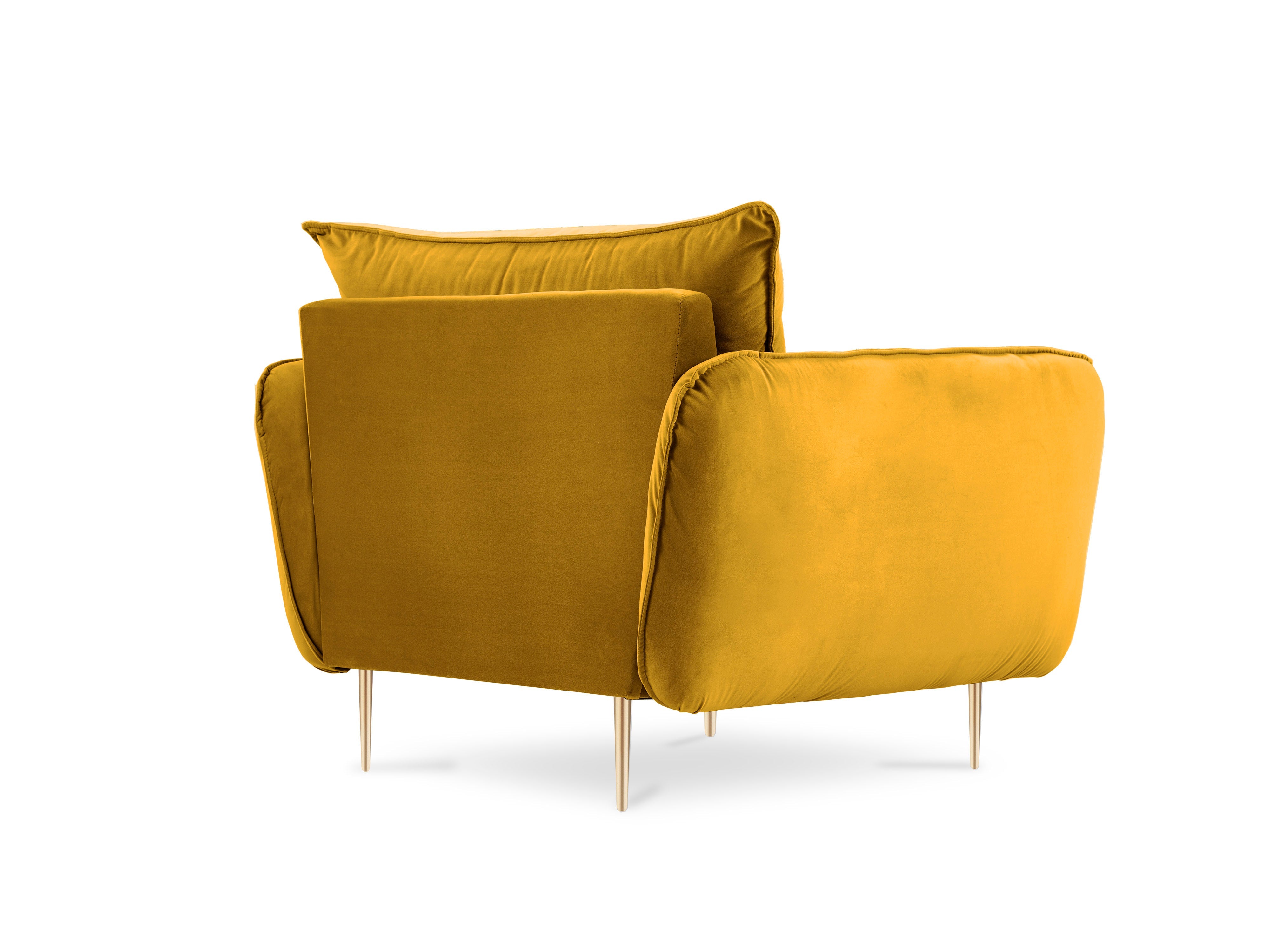 Velvet armchair VIENNA yellow with gold base