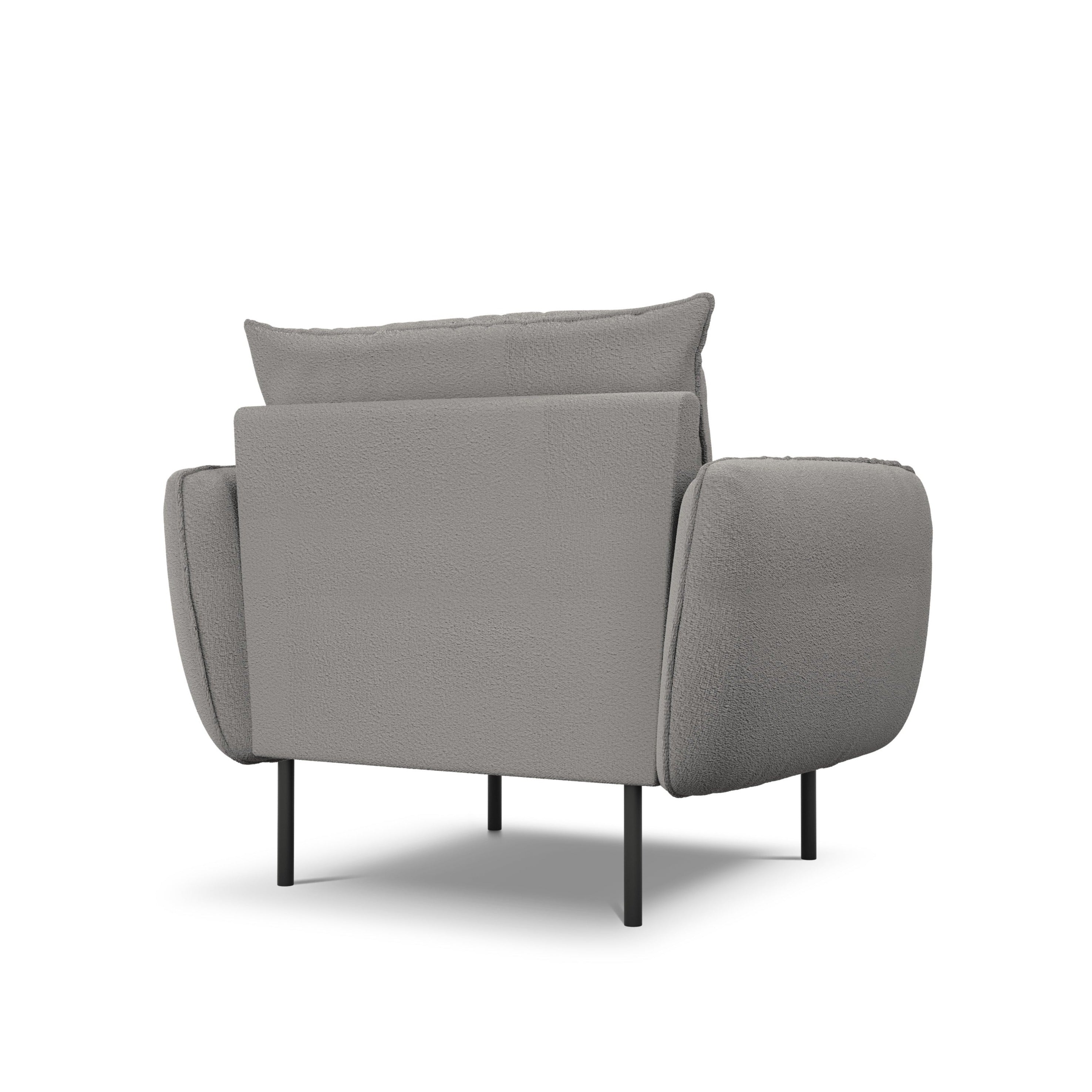 Armchair in boucle fabric VIENNA grey with black base