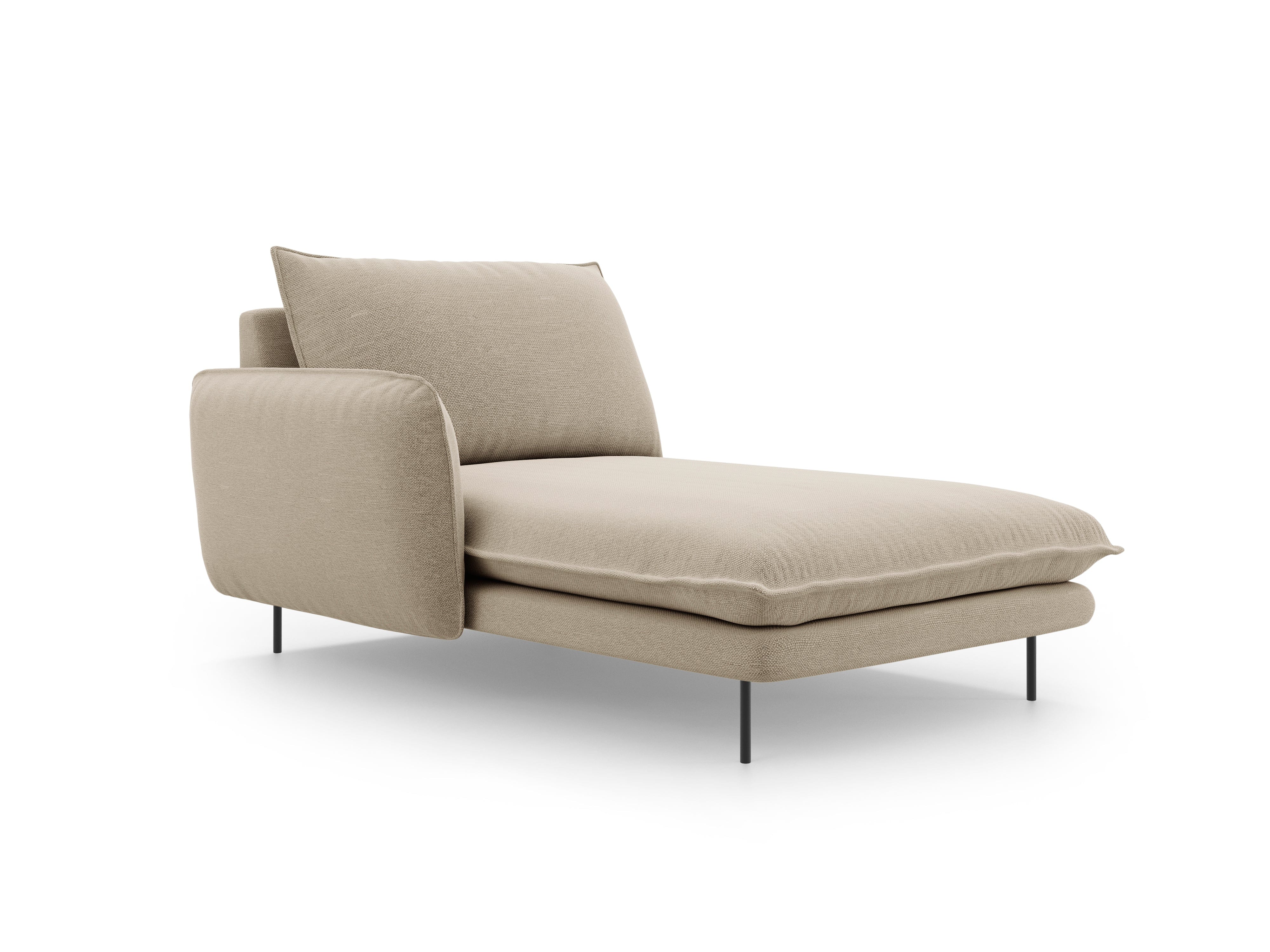 Lefthand chaise longue VIENNA beige with black base