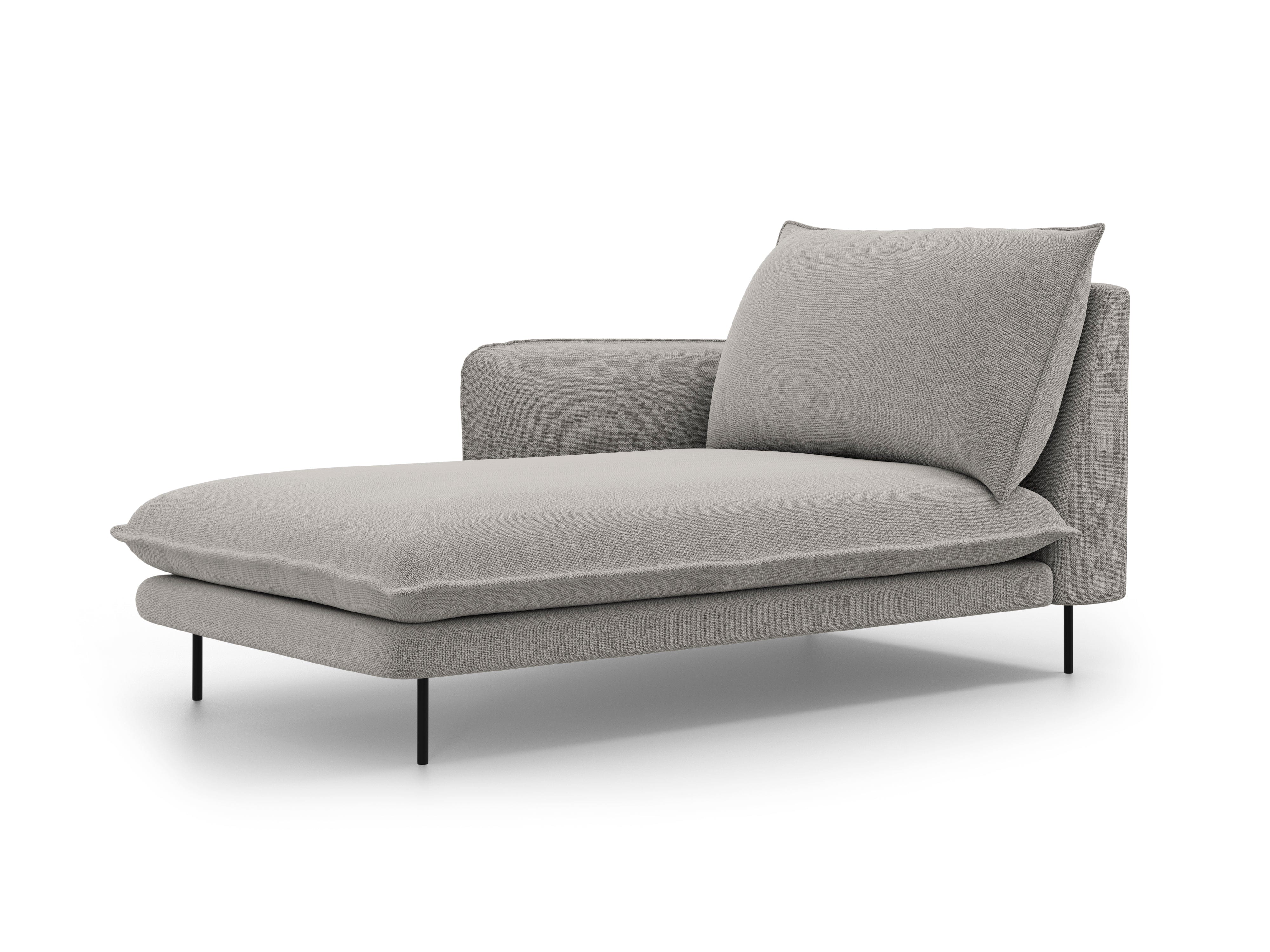 Lefthand chaise longue VIENNA light grey with black base