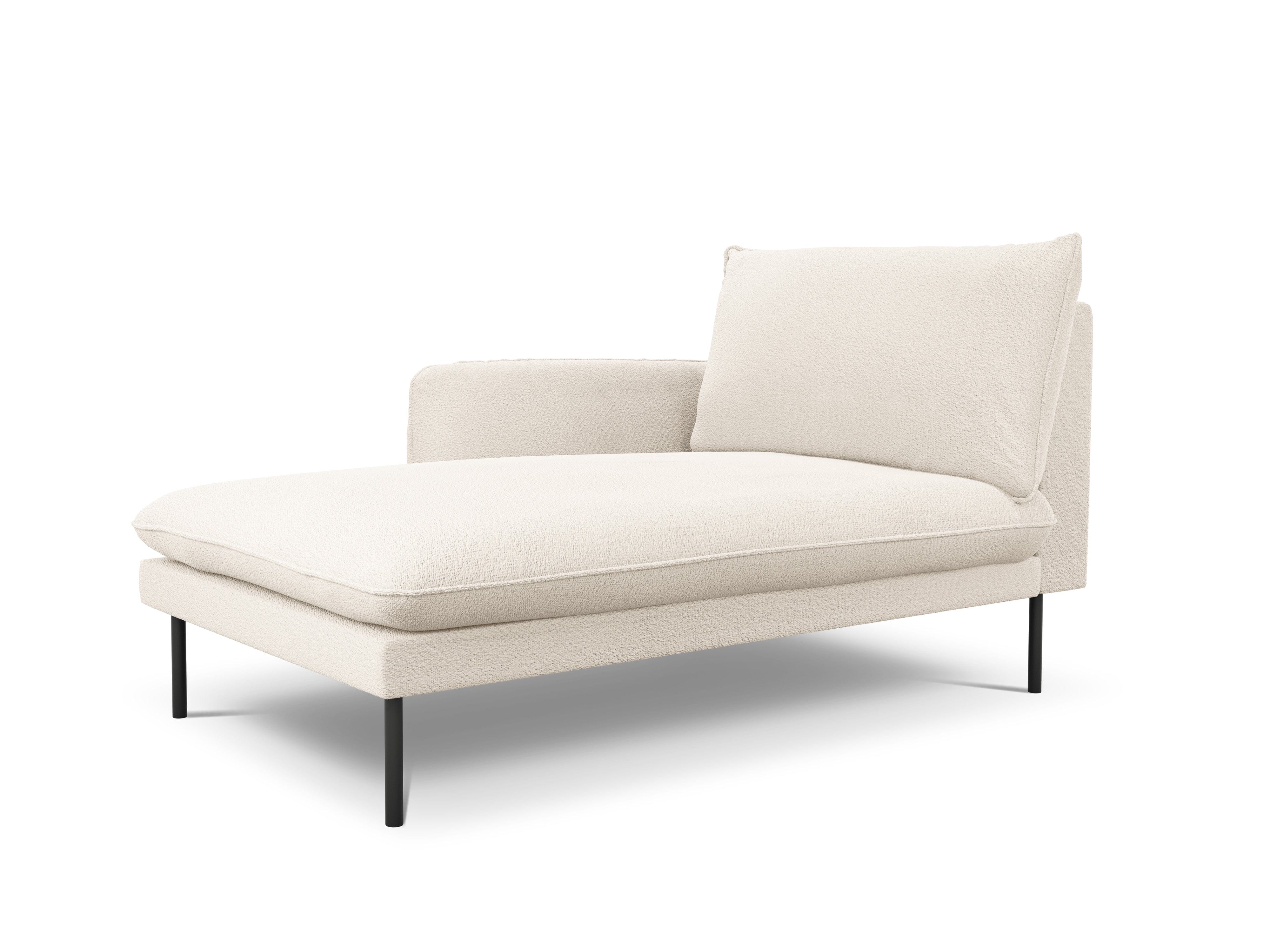 VIENNA chaise longue in boucle fabric left side beige with black base