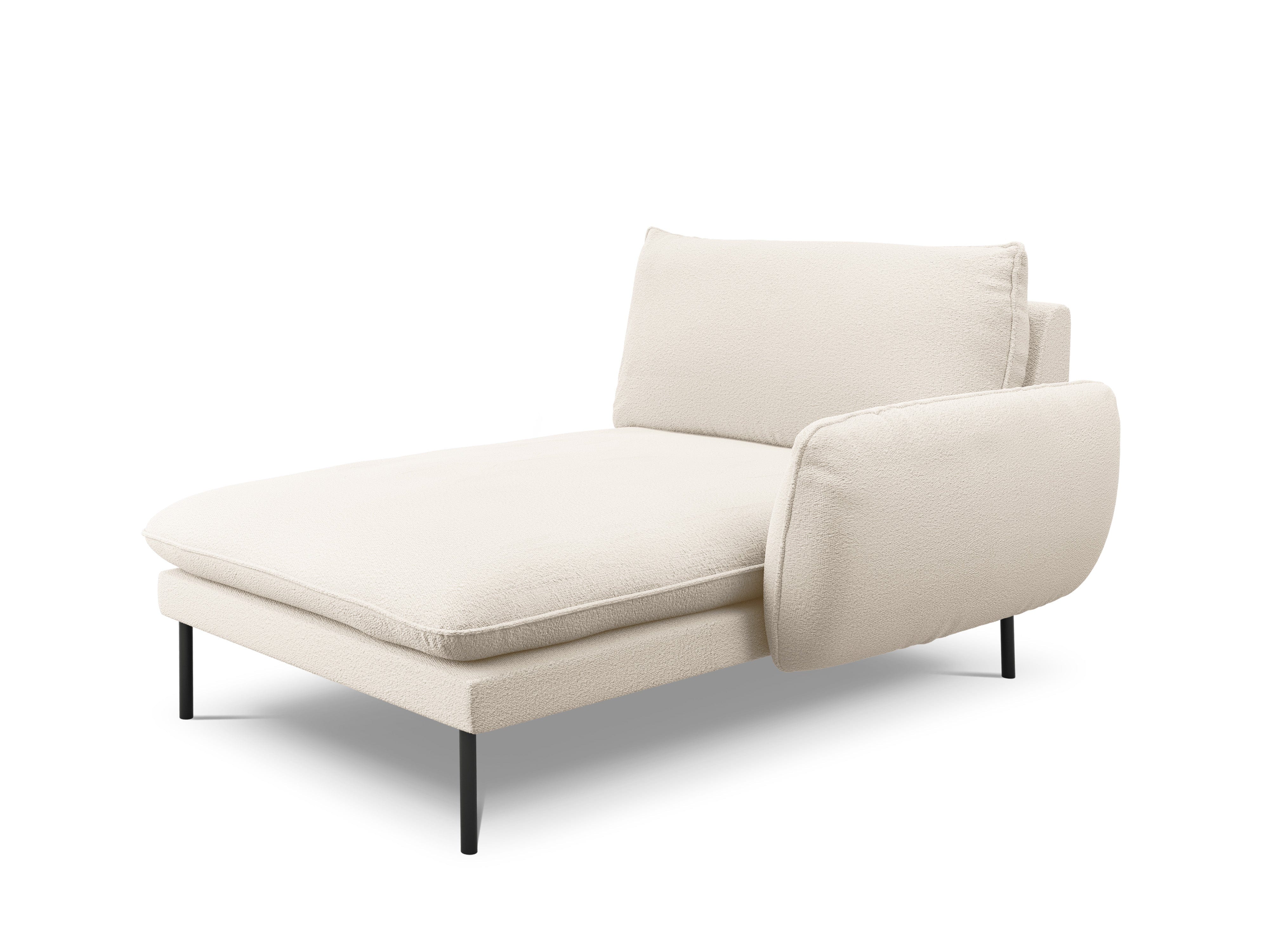 VIENNA chaise longue in boucle fabric right side beige with black base