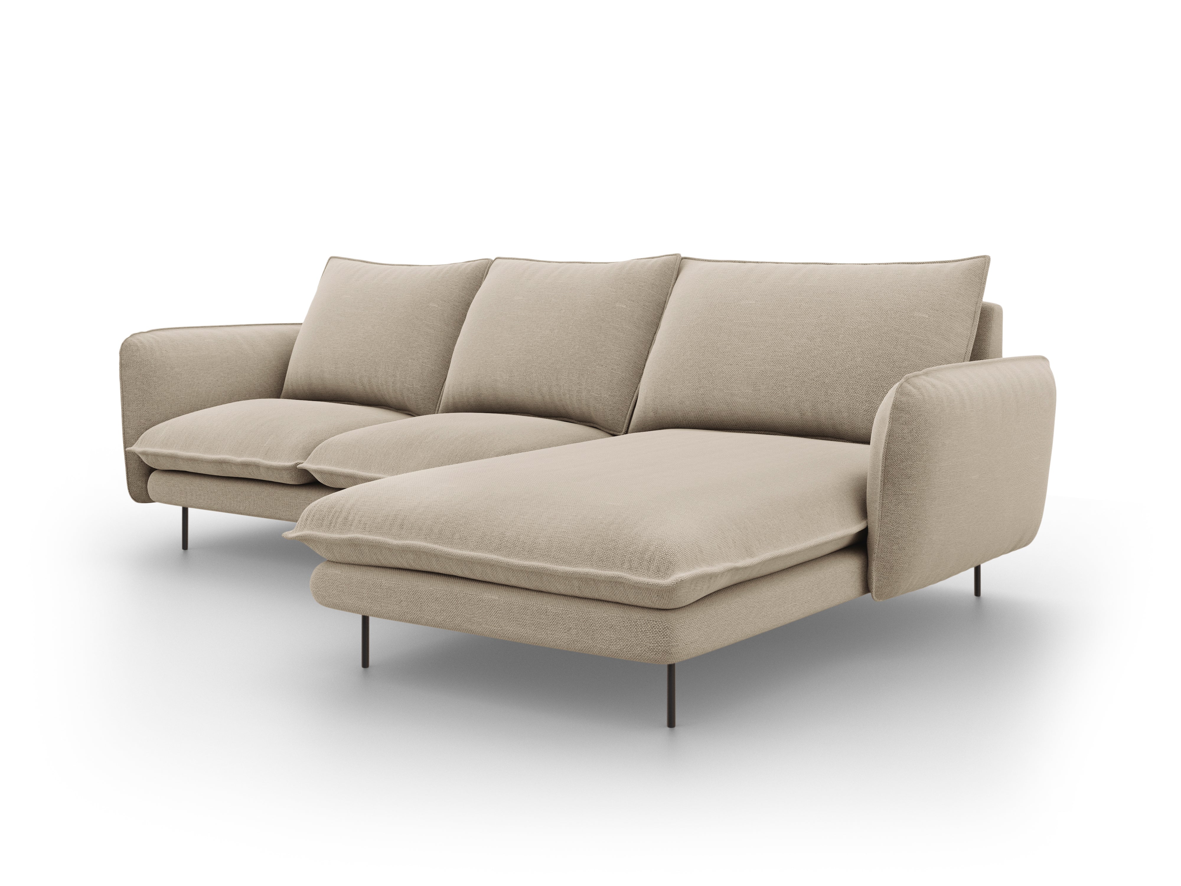 VIENNA right side corner sofa beige with black base