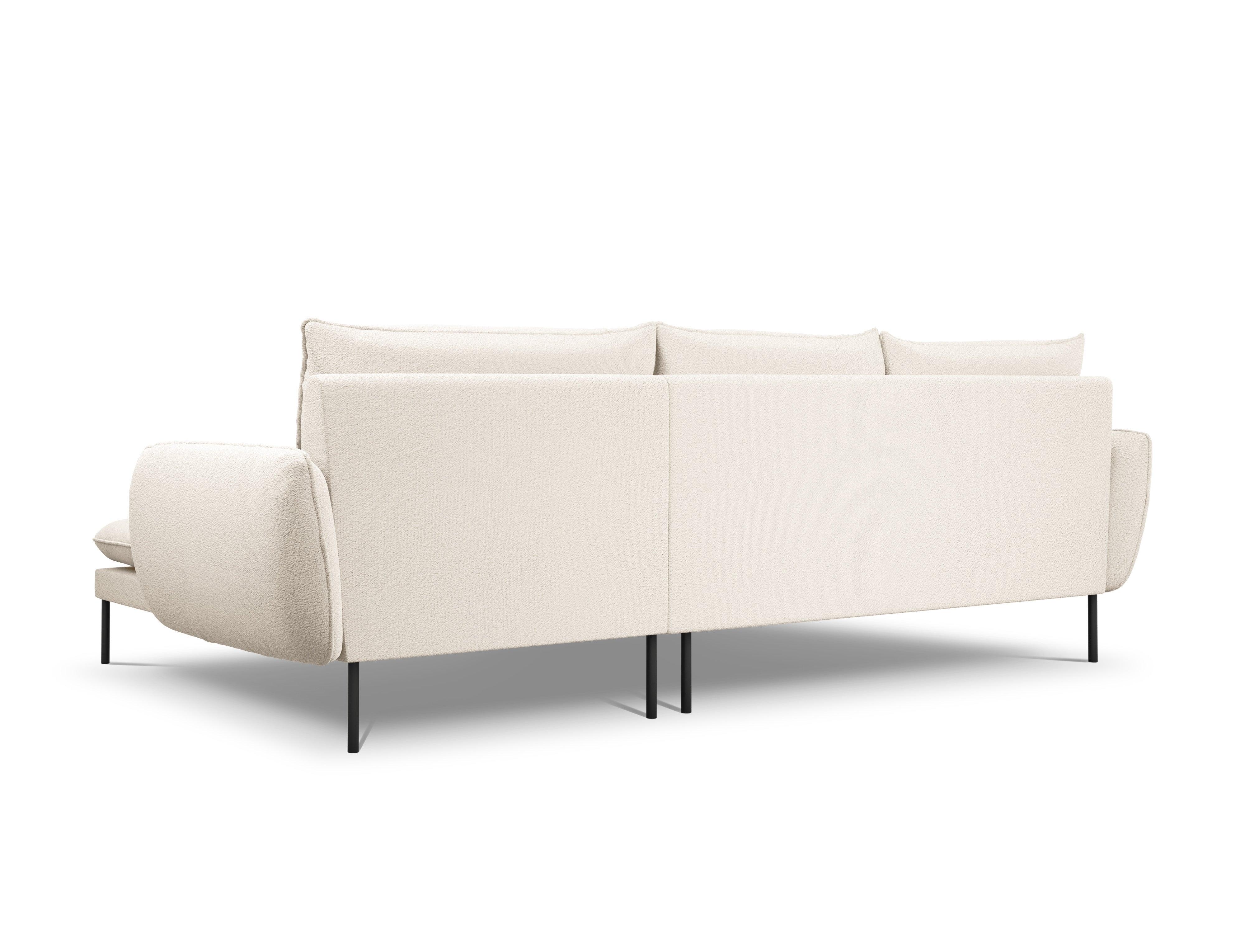 Corner sofa in boucle fabric right side VIENNA beige with black base